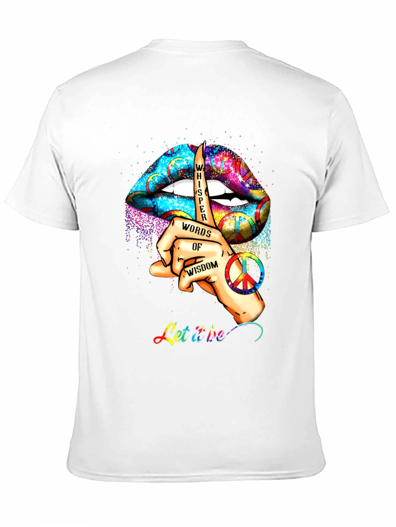 Black Colorful Lips Whisper of Wisdom Graphic T-Shirt view 11