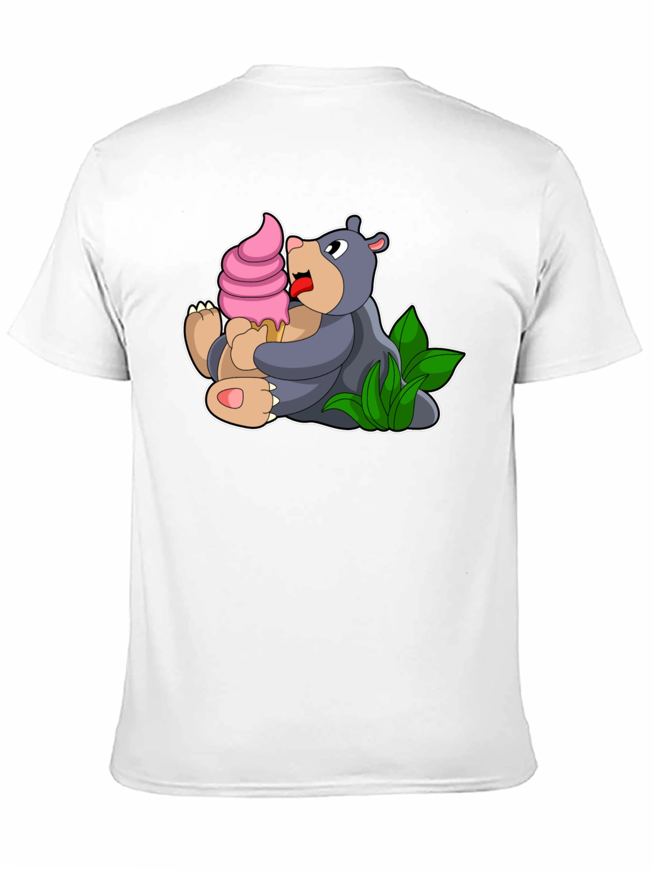 Black Cute Bear Eating Ice Cream Black T-Shirt view 11