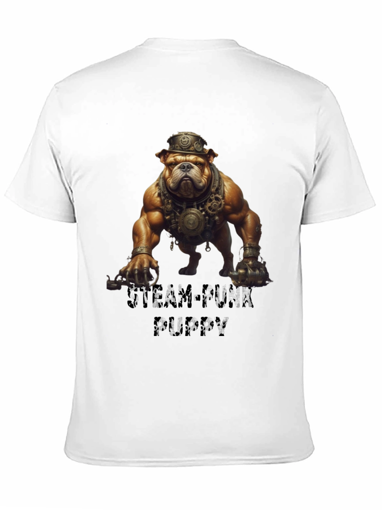 Black Steampunk Bulldog Graphic T-Shirt view 11