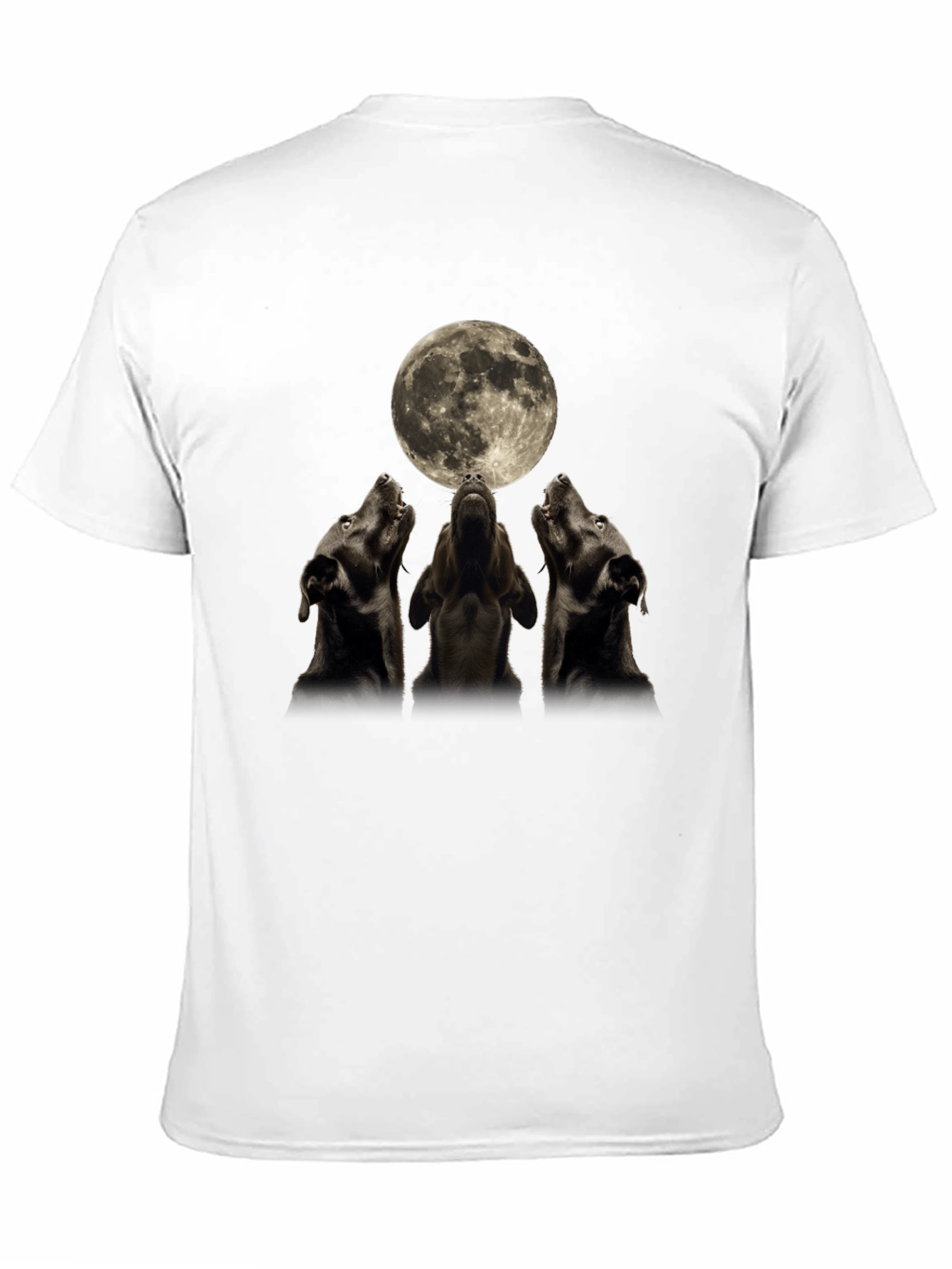 Black Three Dogs Howling at the Moon T-Shirt view 11