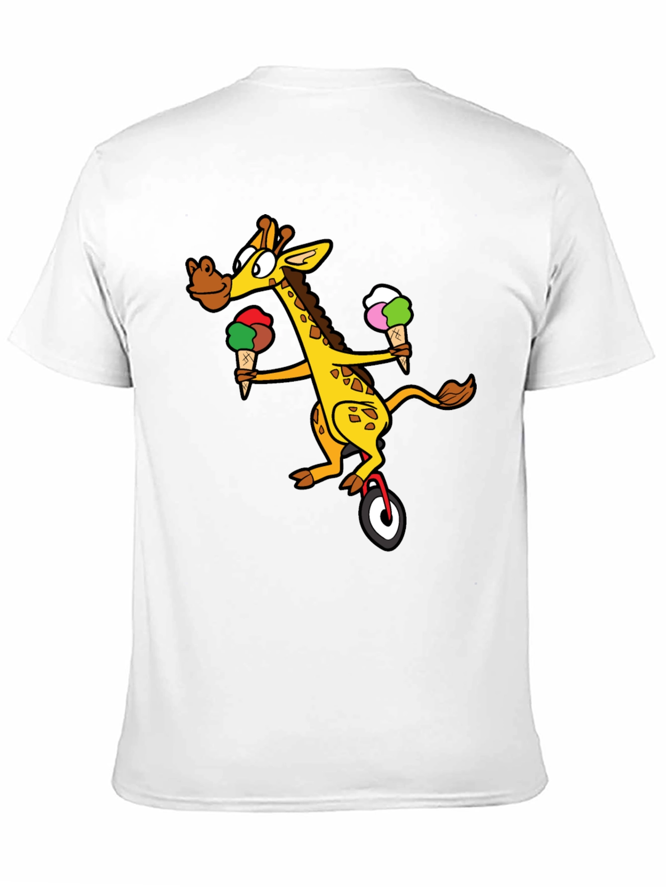 Black Giraffe Unicycle Ice Cream T-Shirt - Quirky Graphic Tee view 11