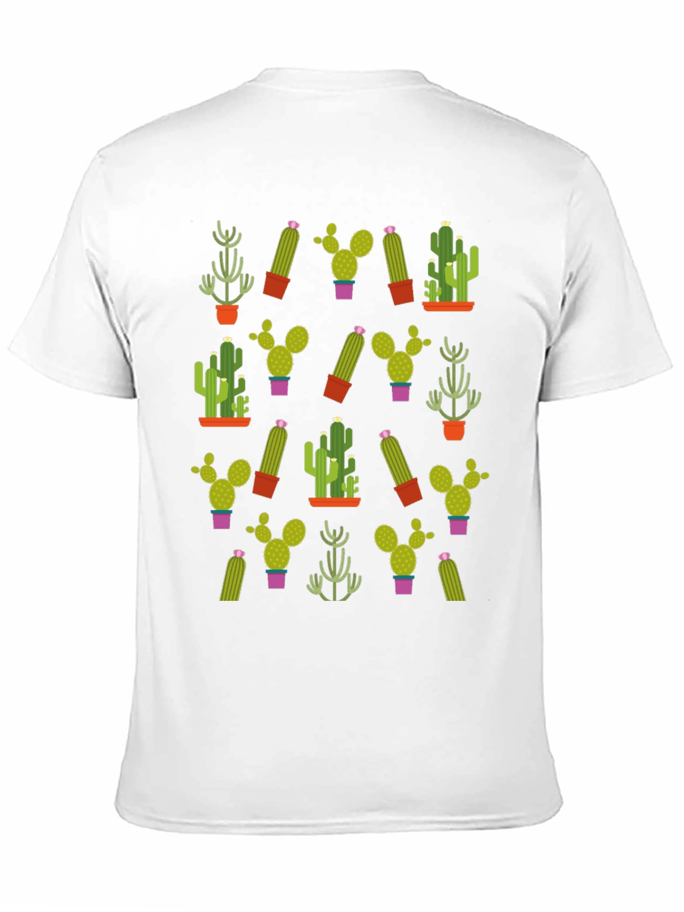 Black Cactus Pattern T-Shirt - Unique Plant Design view 11