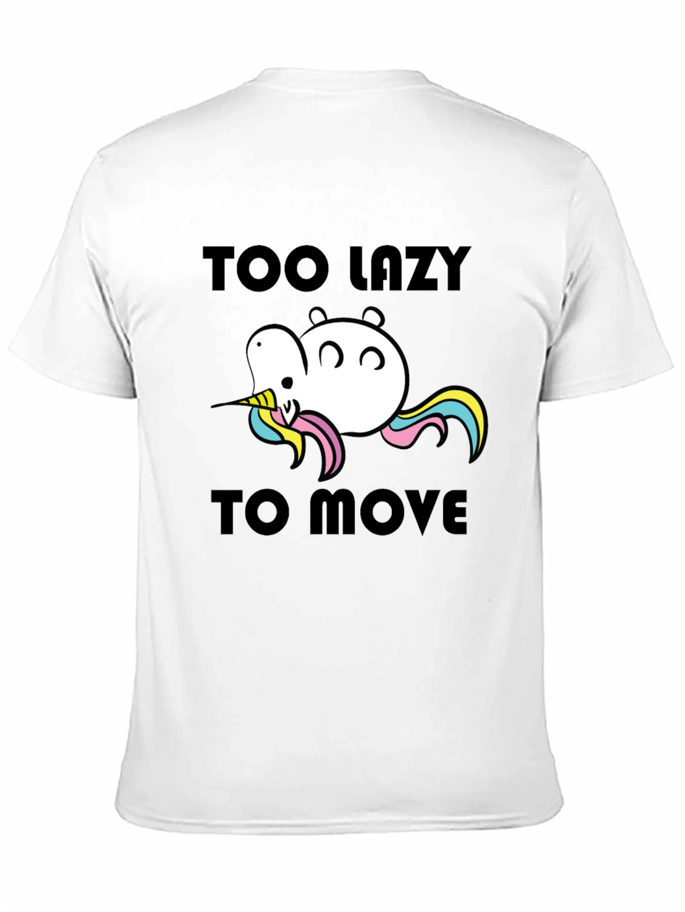 Black Too Lazy to Move Funny Unicorn T-Shirt view 11