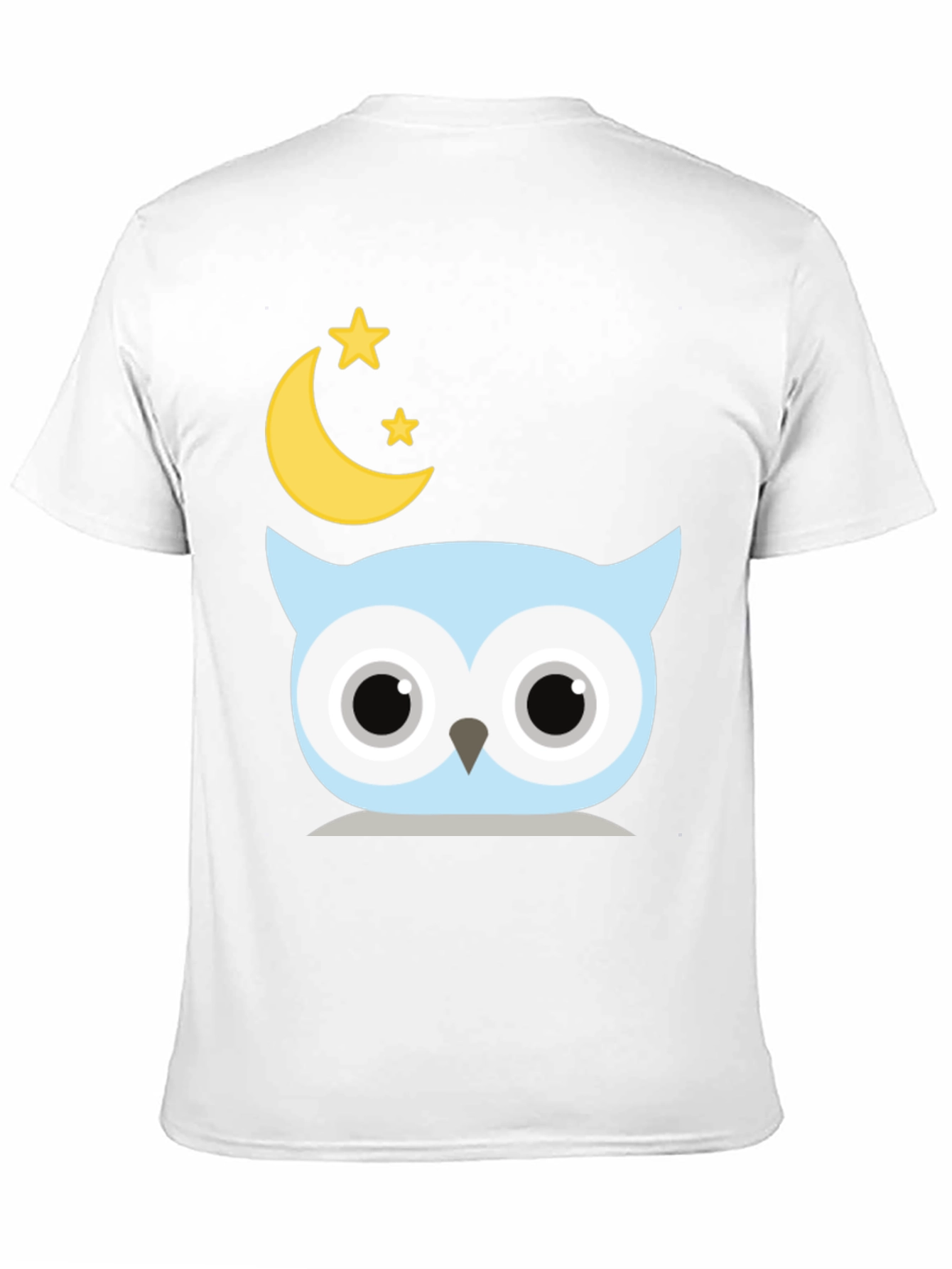 Black Cute Owl Moon Stars Graphic Black T-Shirt view 11