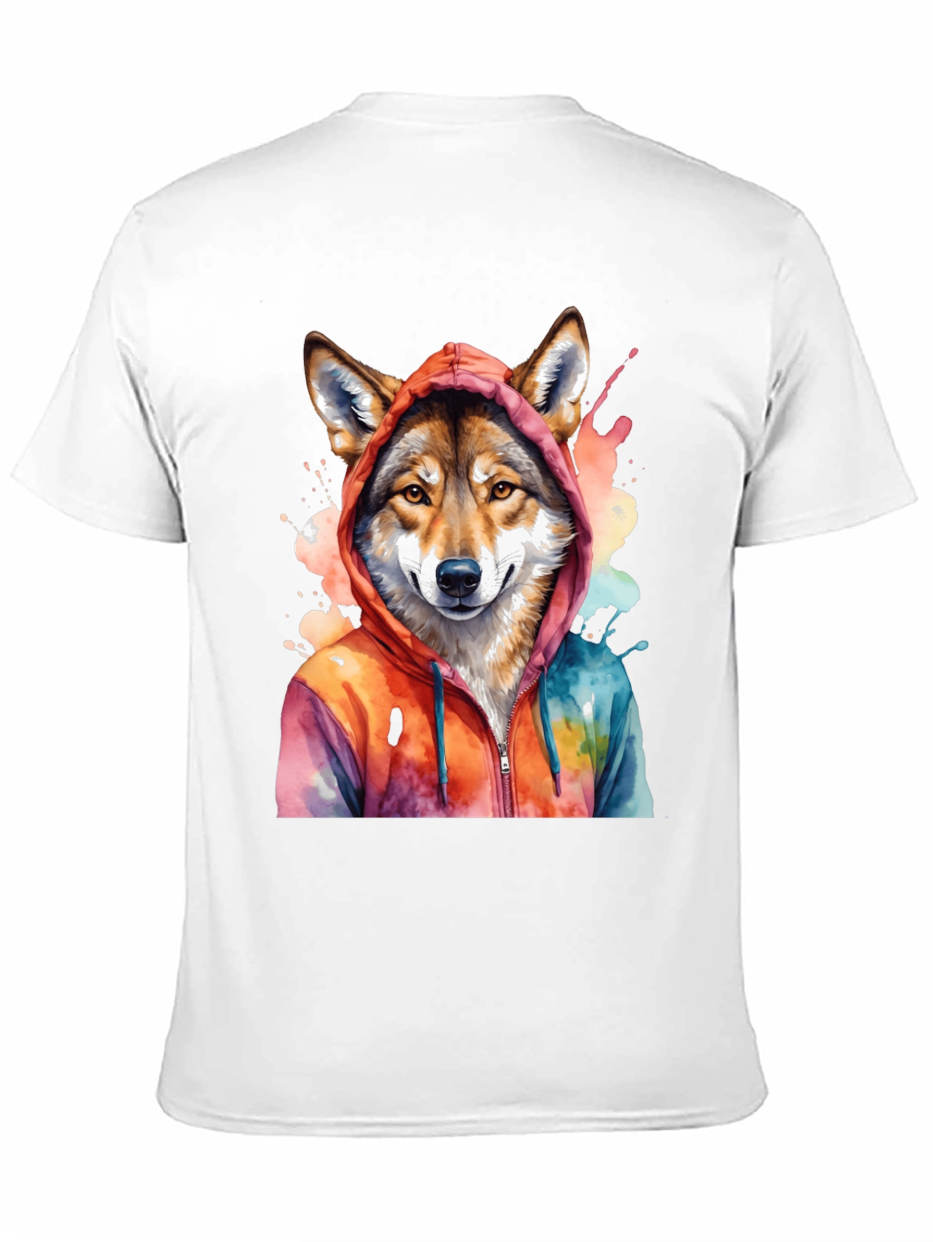 Black Watercolor Wolf Hoodie Graphic Tee view 11