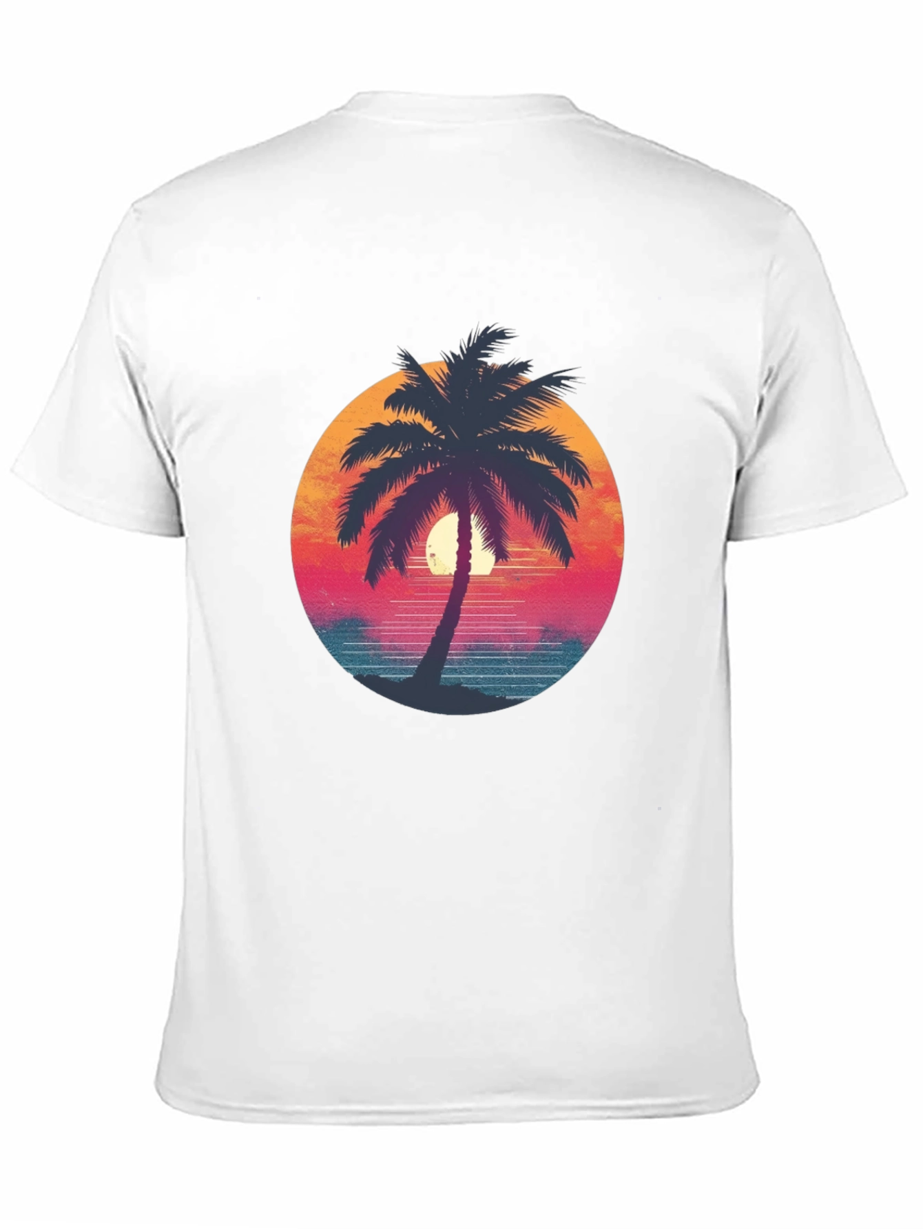 Black Retro Palm Tree Graphic Tee - Black Cotton T-Shirt view 11