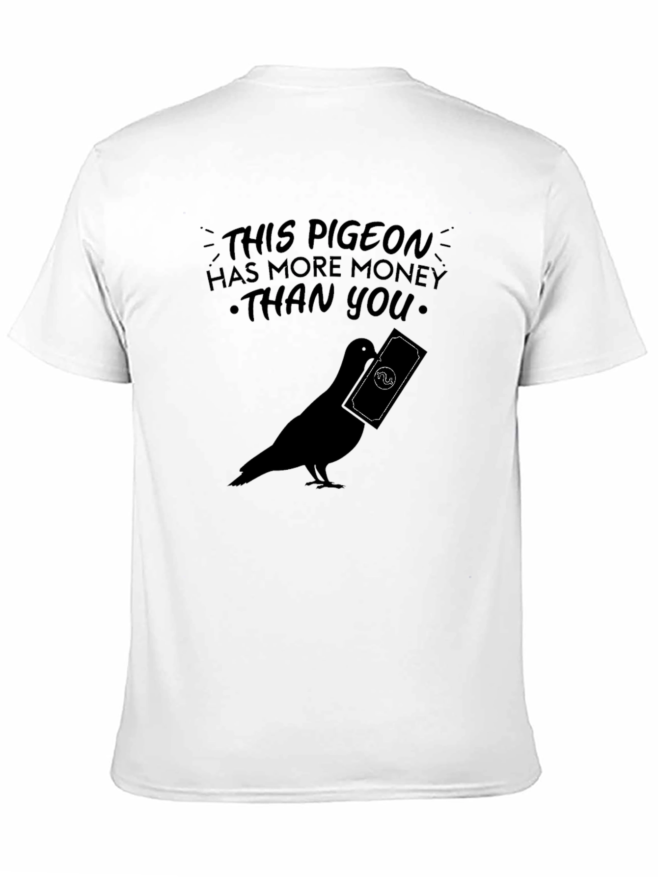 Black Pigeon With Money Graphic Tee - Funny Novelty T-Shirt view 11