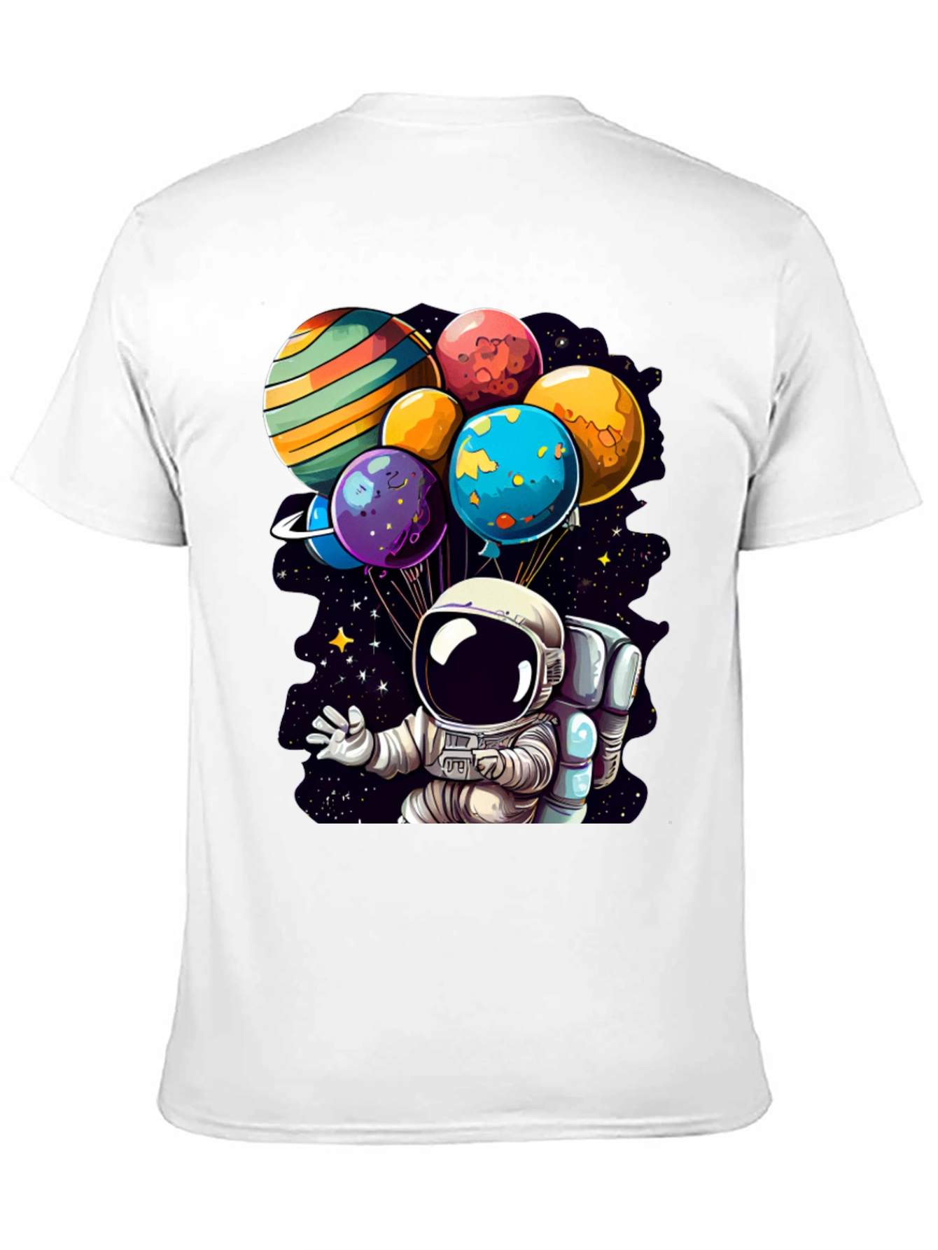 Black Astronaut Planet Balloons Graphic Tee view 11