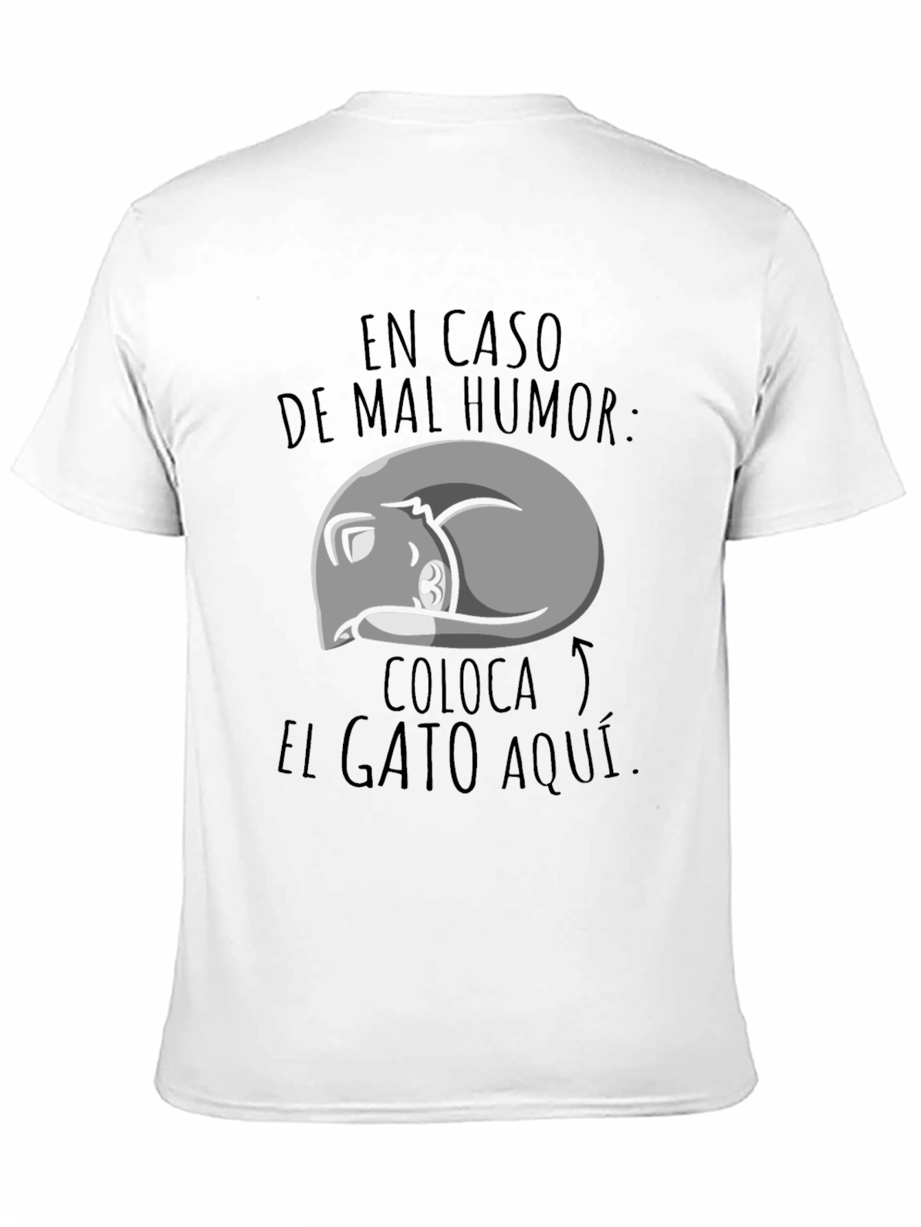 Black Humorous "Place Cat Here" Graphic T-Shirt view 11