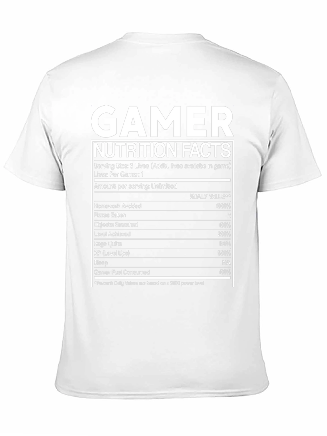 Black Gamer Nutrition Facts Black Graphic T-Shirt view 11