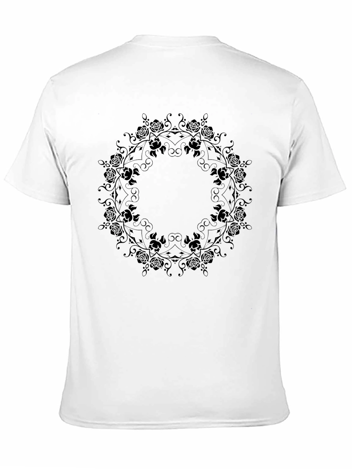 Black Men's Black Rose Mandala Graphic Tee view 11