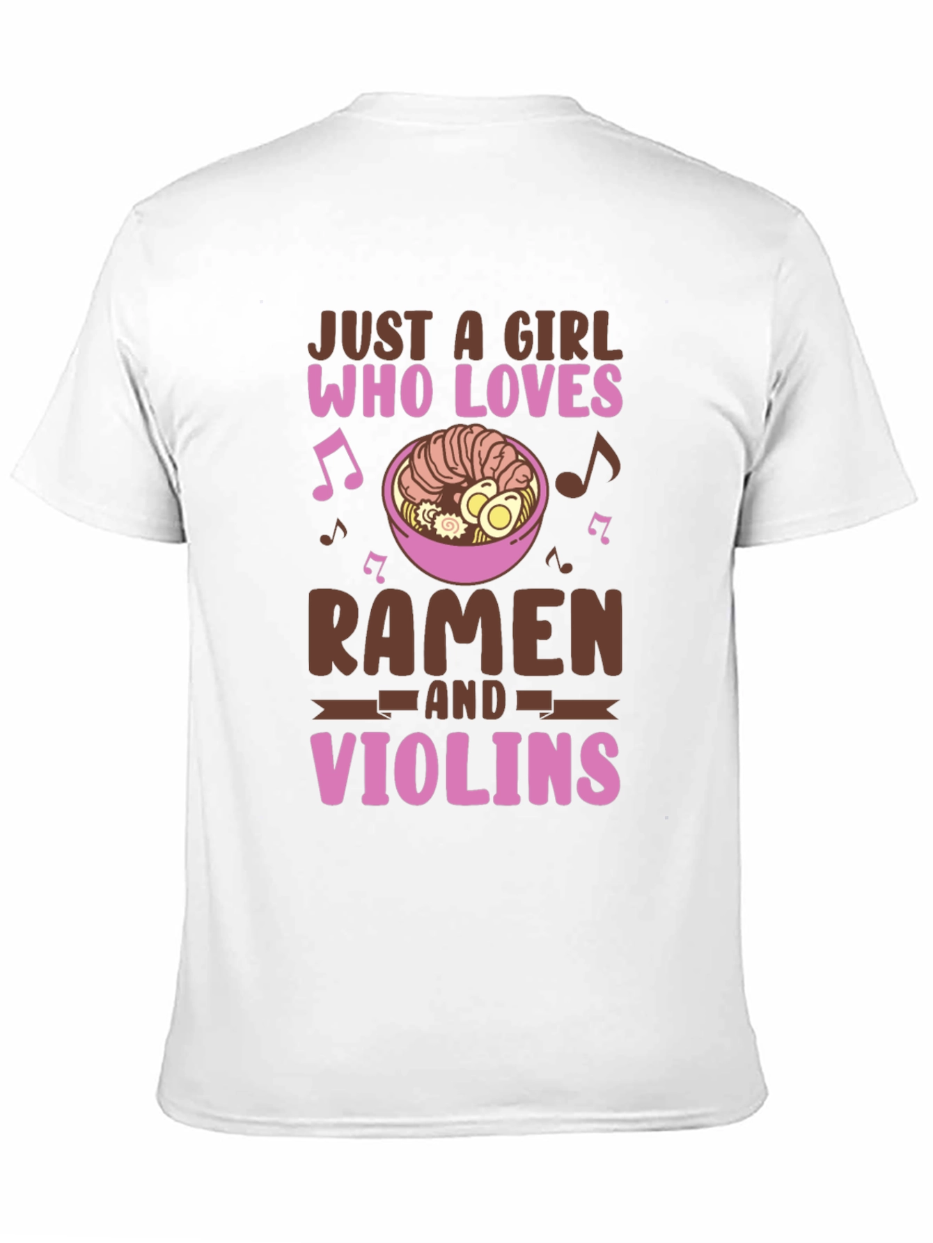 Black Ramen & Violin Lover T-Shirt - Cute Girl Design view 11