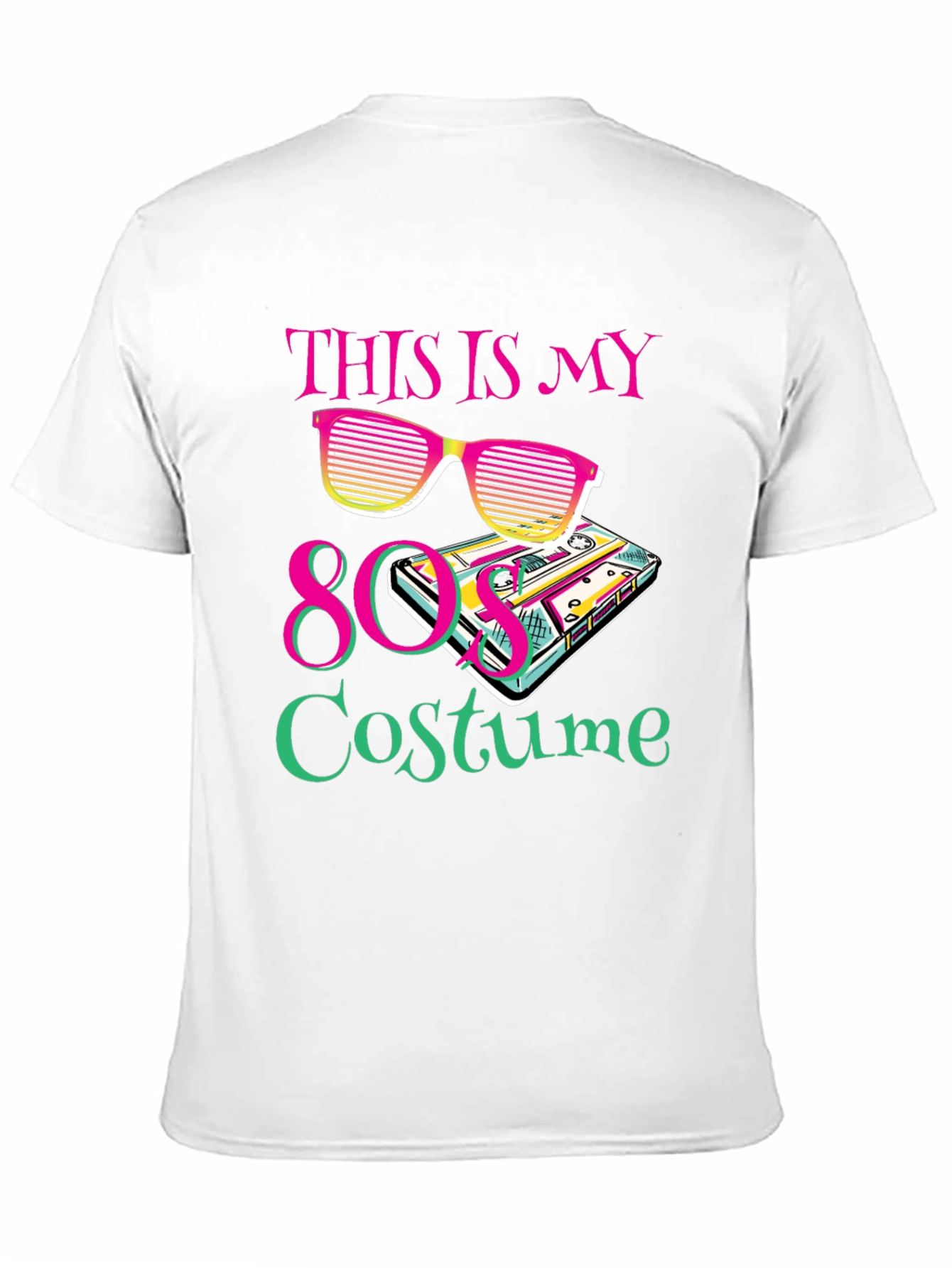 Black 80s Costume Party T-Shirt Retro Cassette Tape Sunglasses view 11