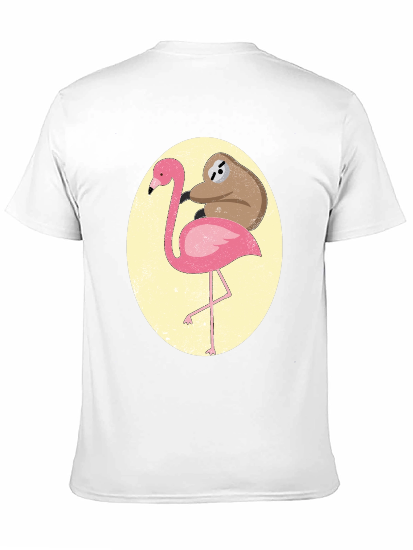 Black Sloth Riding Flamingo Graphic Tee - Black Cotton T-Shirt view 11