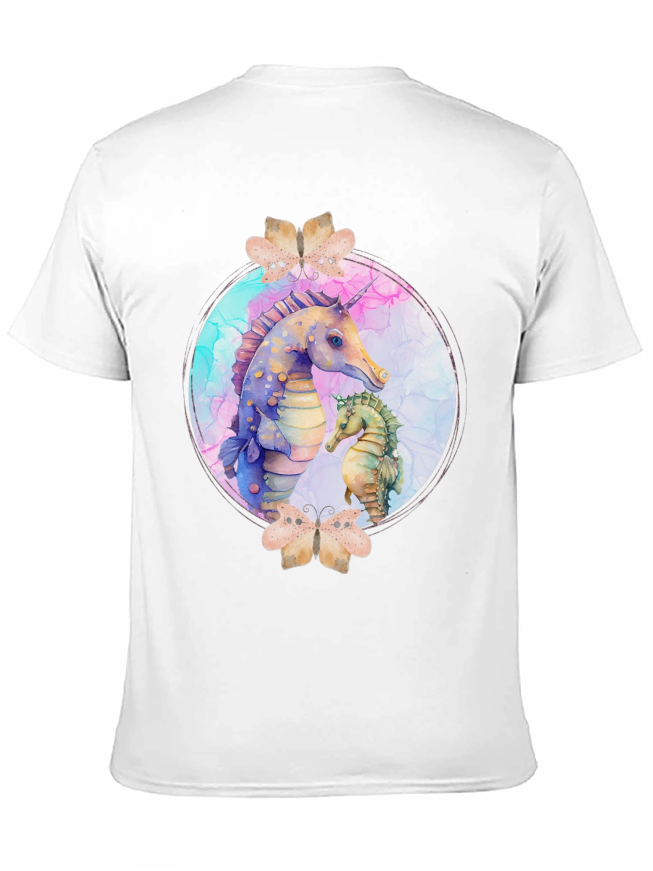 Black Watercolor Seahorse T-Shirt - Black view 11