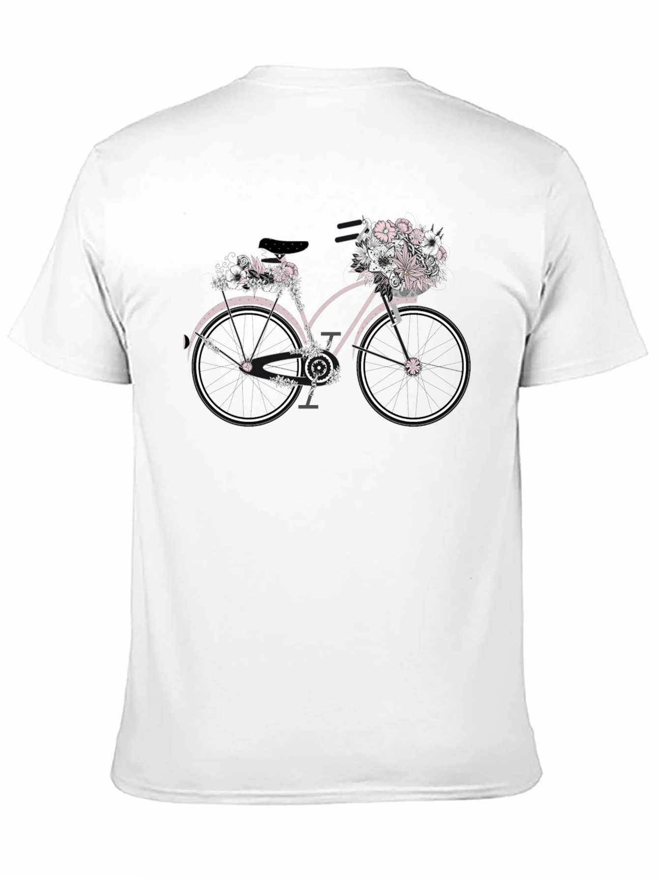 Black Floral Bicycle Graphic T-Shirt - Unique Design view 11