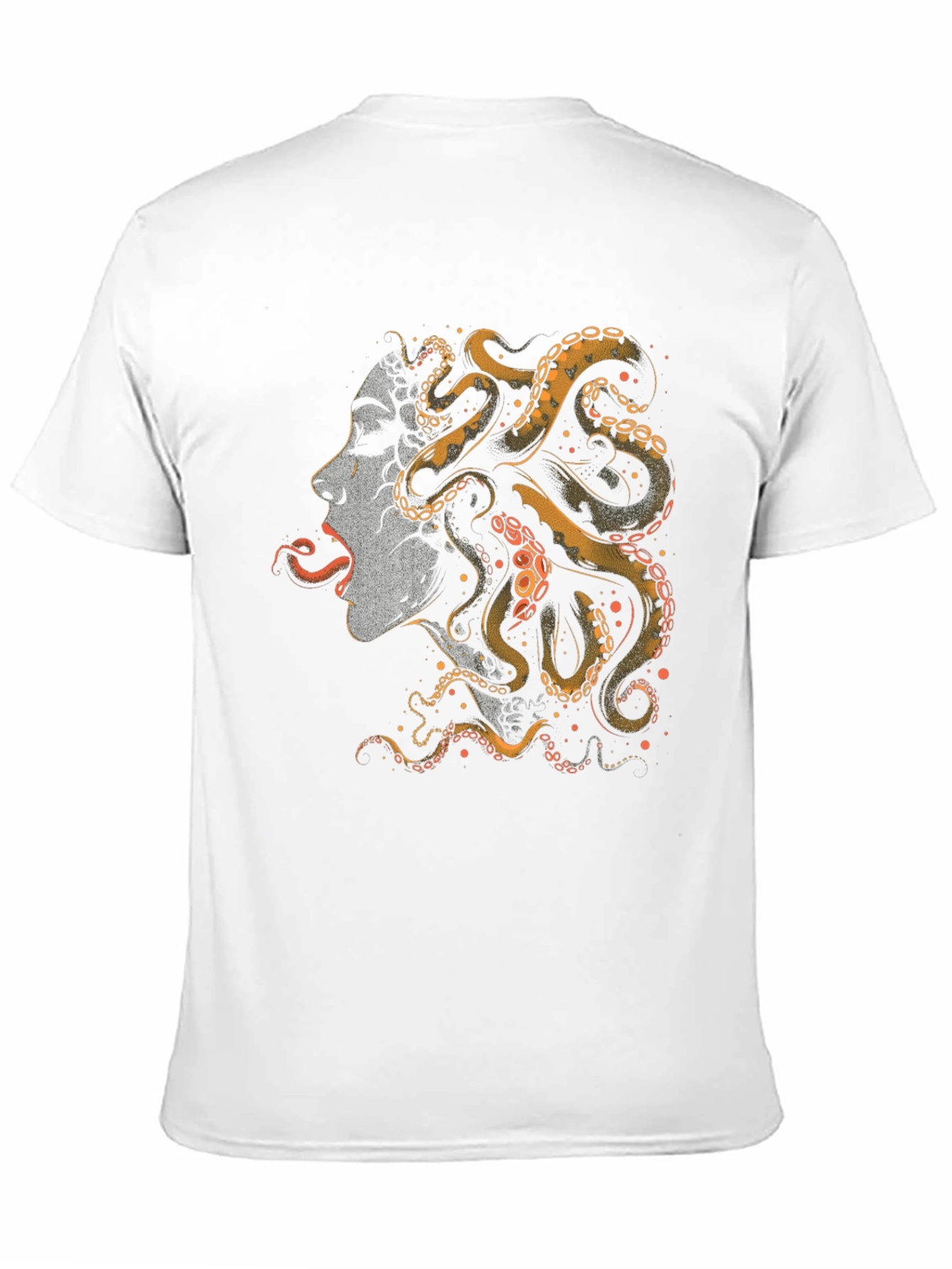 Black Octopus Woman Graphic Tee - Black Cotton T-Shirt view 11