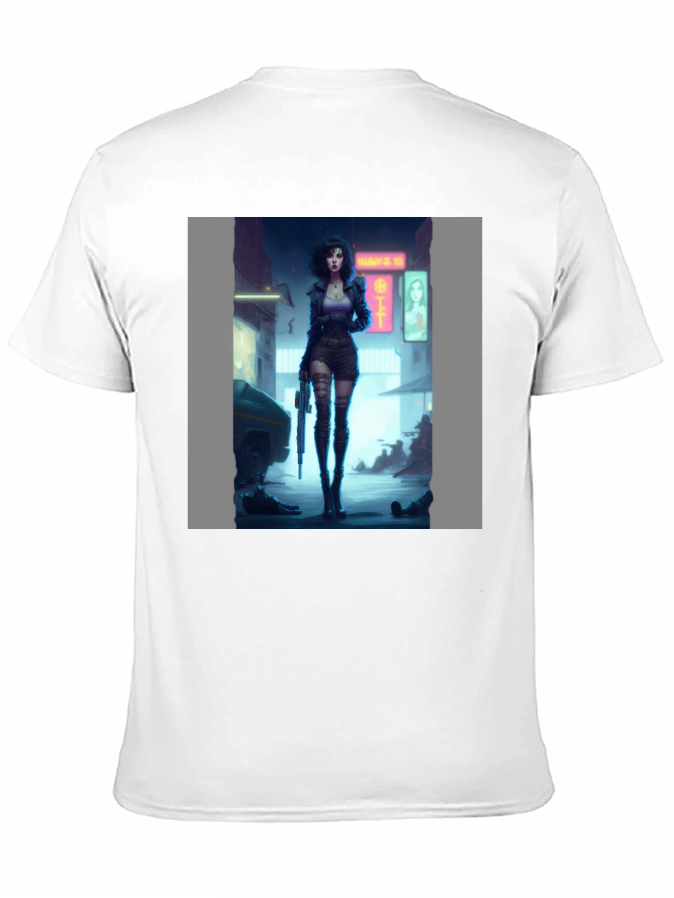 Black Cyberpunk Girl Graphic Black T-Shirt view 11