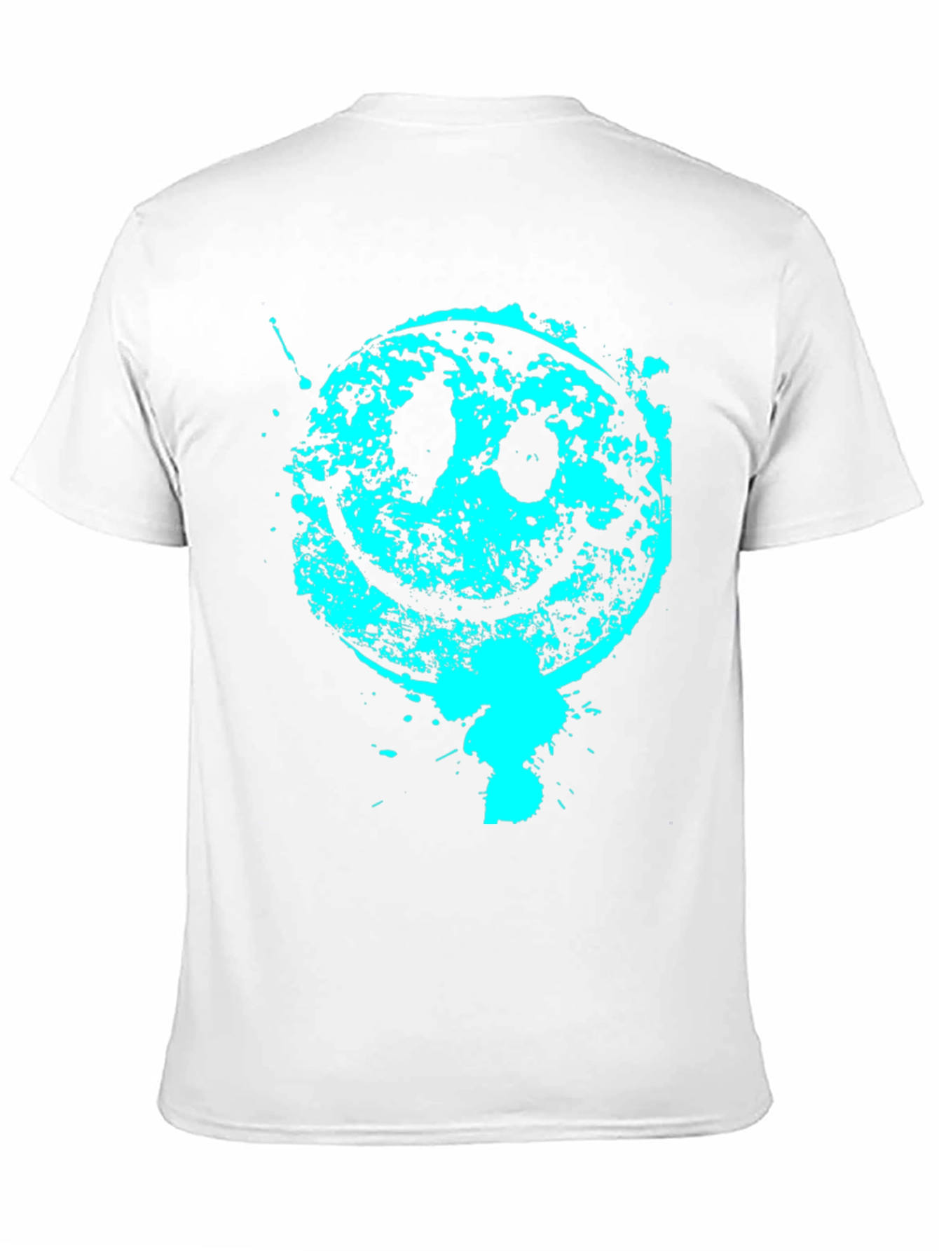 Black Grunge Smiley Face Graphic Tee - Black Cotton Blend view 11