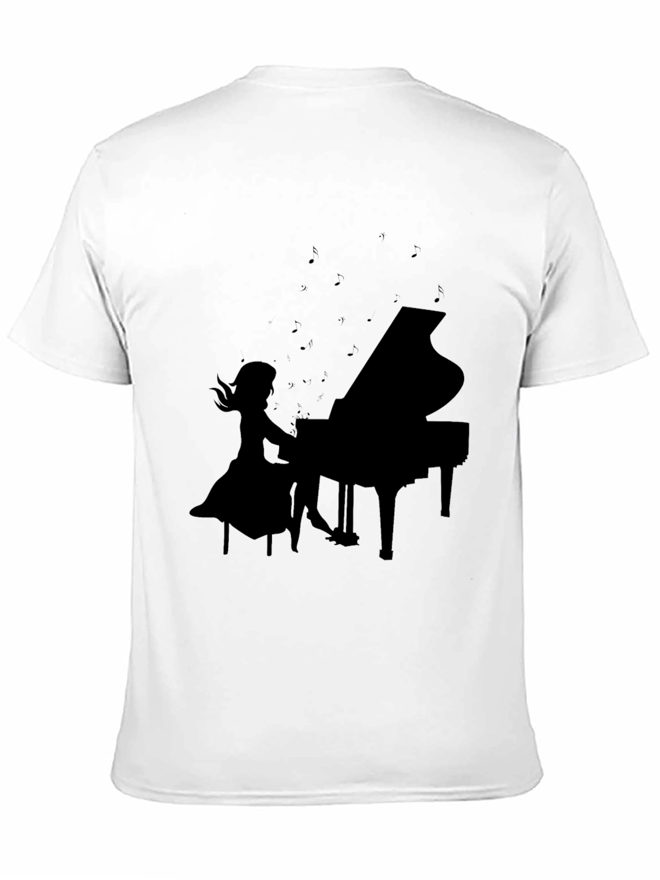 Black Piano Player Graphic Tee - Black Unisex T-Shirt view 11