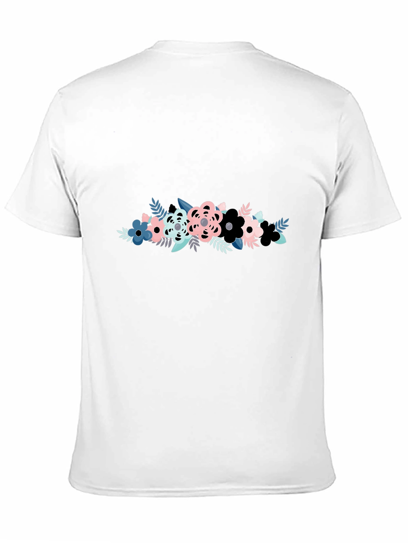 Black Floral Graphic Print Men's Black T-Shirt view 11