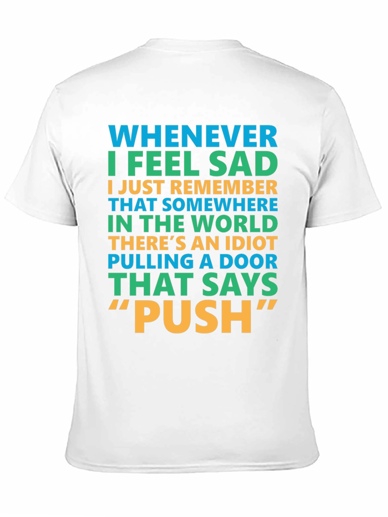 Black Funny "Push" Door T-Shirt view 11