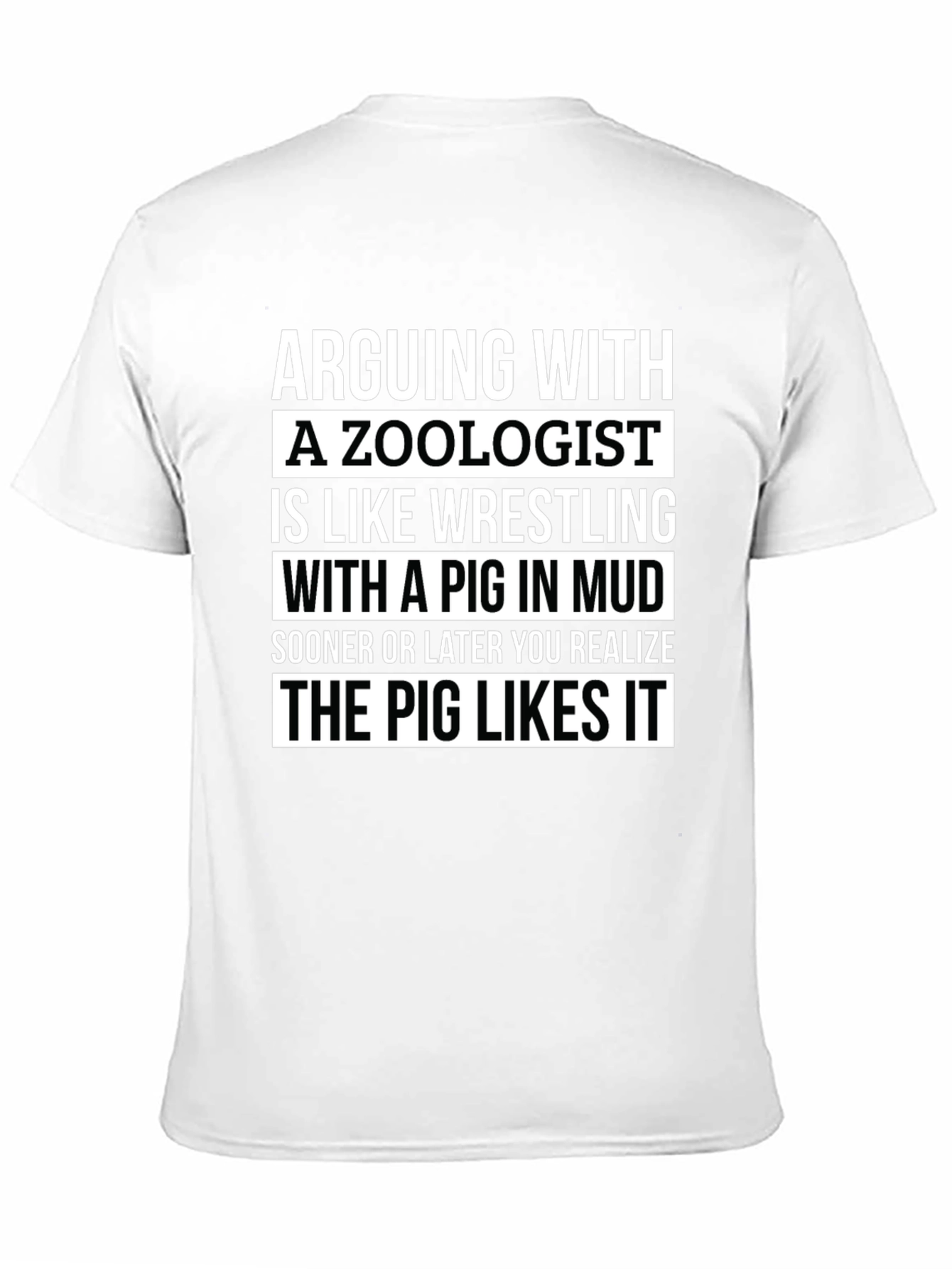 Black Zoologist Pig Mud Wrestling Humor T-Shirt view 11