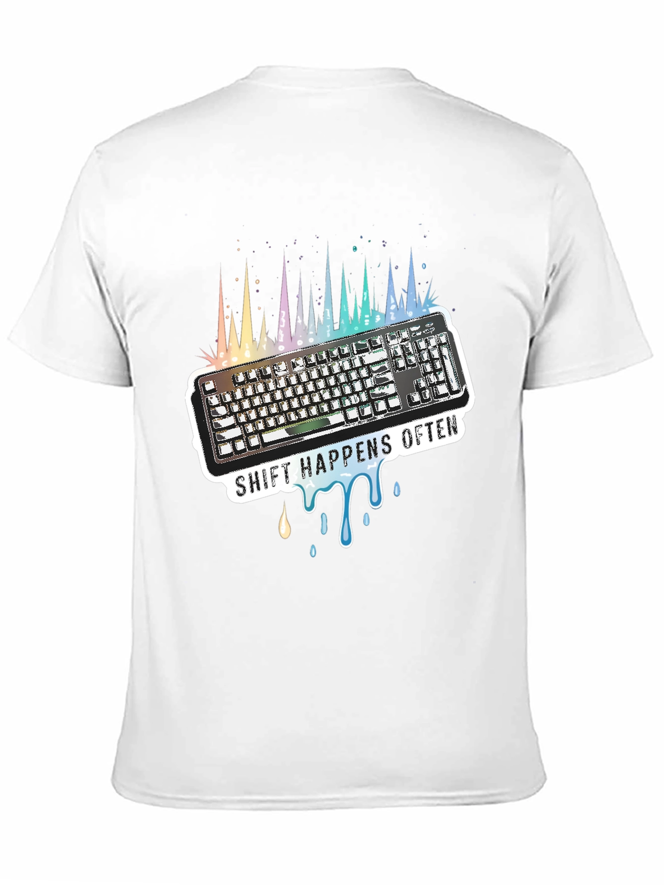 Black Shift Happens Often Keyboard T-Shirt view 11
