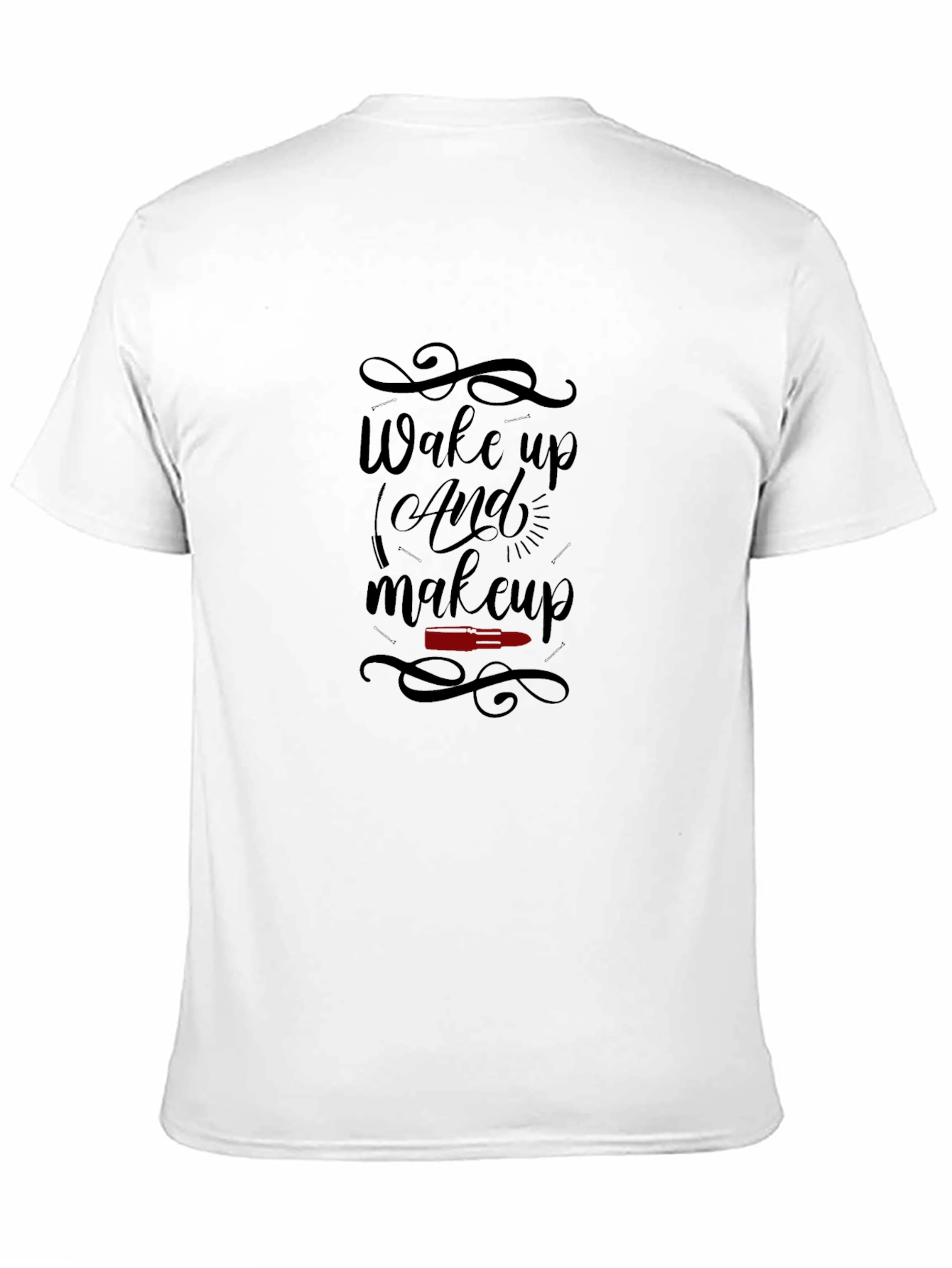 Black Wake Up & Makeup Graphic Tee - Black Cotton Blend view 11