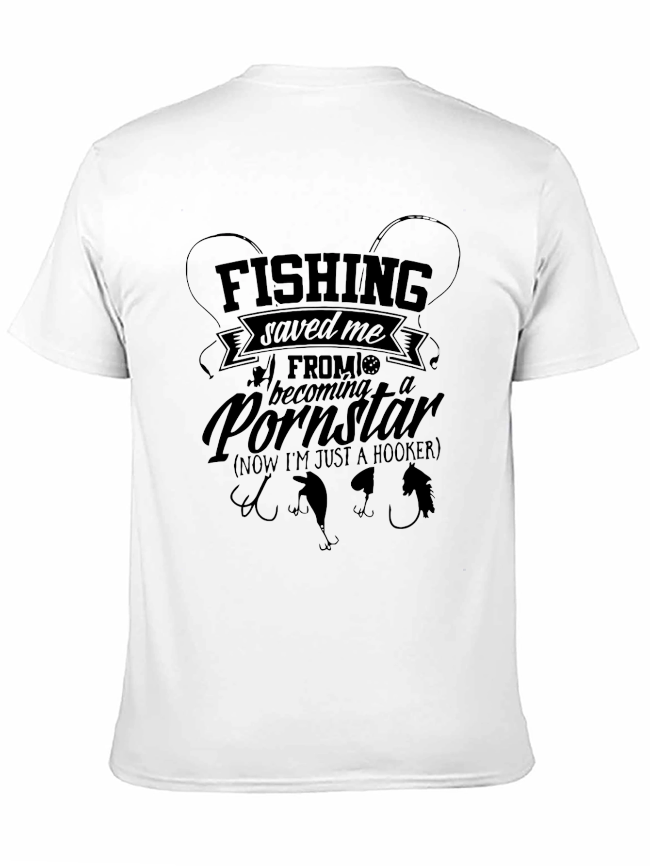 Black Fishing Saved Me Funny Graphic T-Shirt view 11