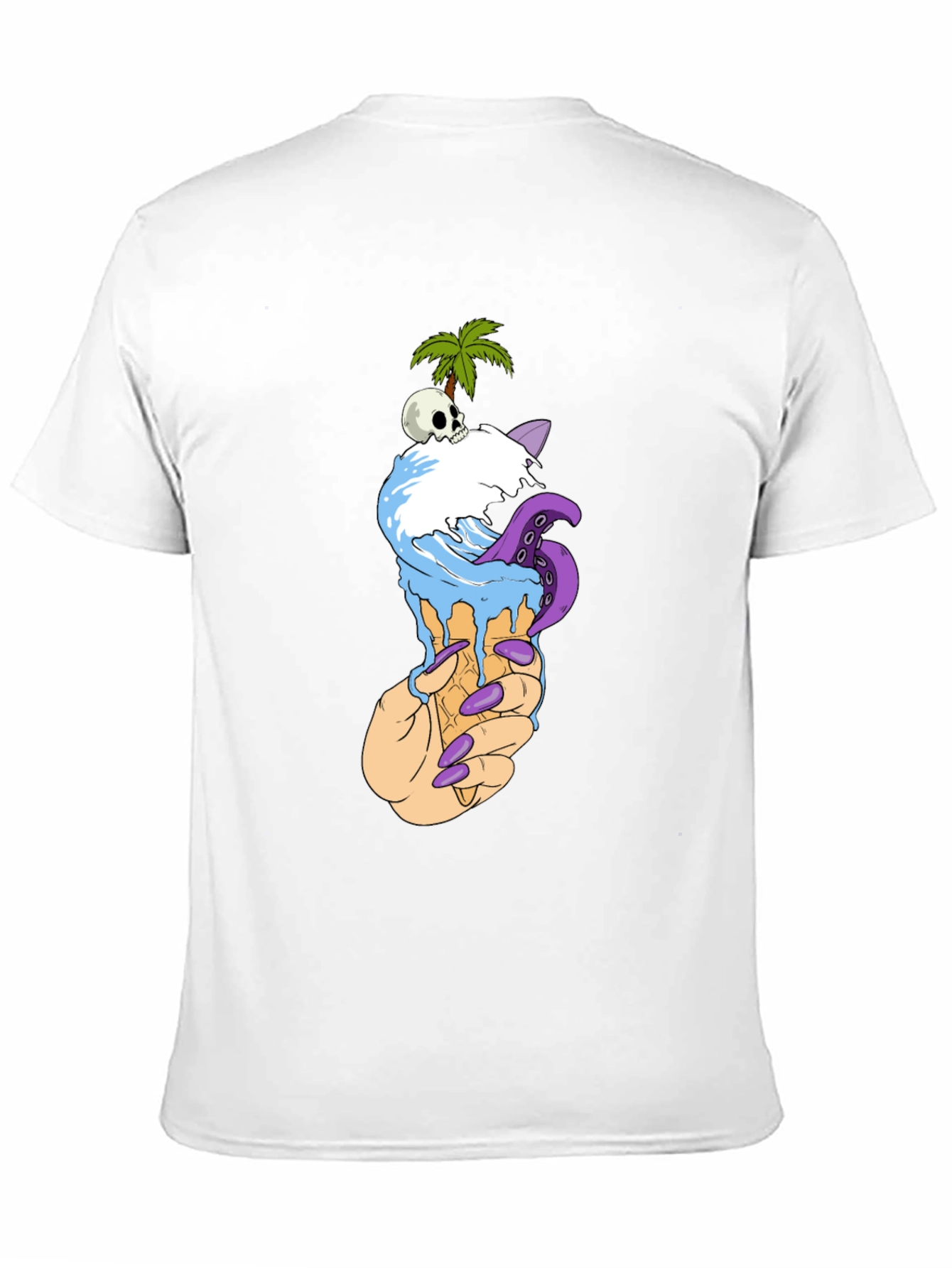 Black Ice Cream Cone Skull Palm Tree Graphic Tee view 11