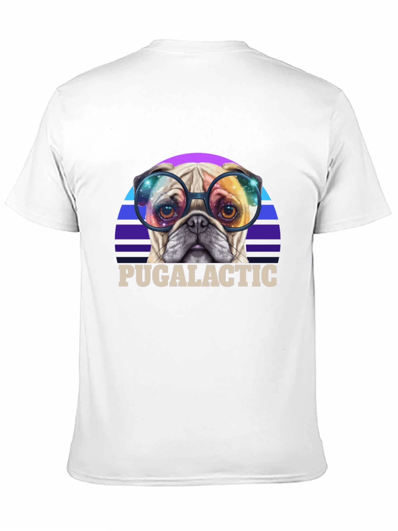 Black Puggalactic T-Shirt: Galactic Pug in Glasses view 11