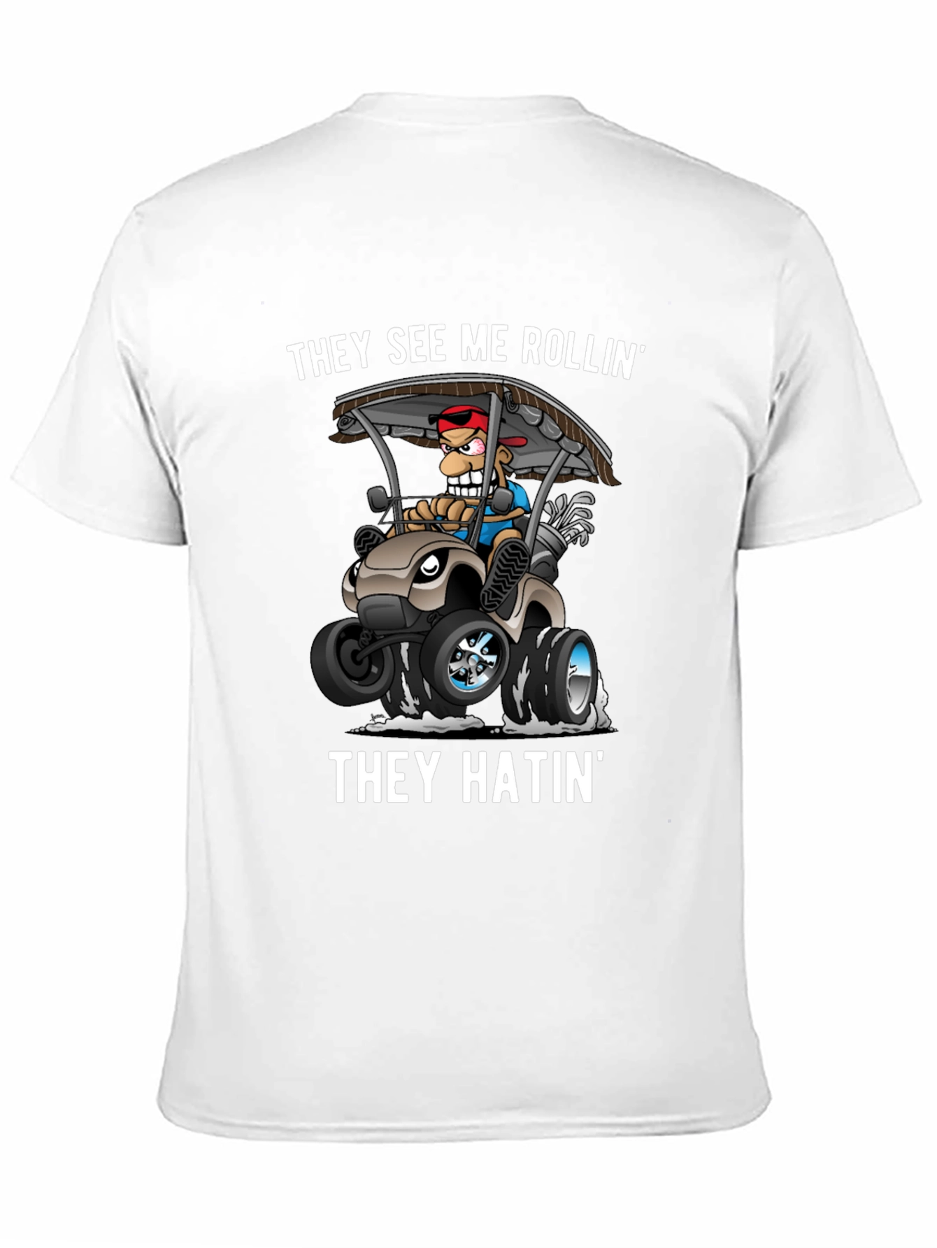 Black They See Me Rollin' Golf Humor Tee view 11