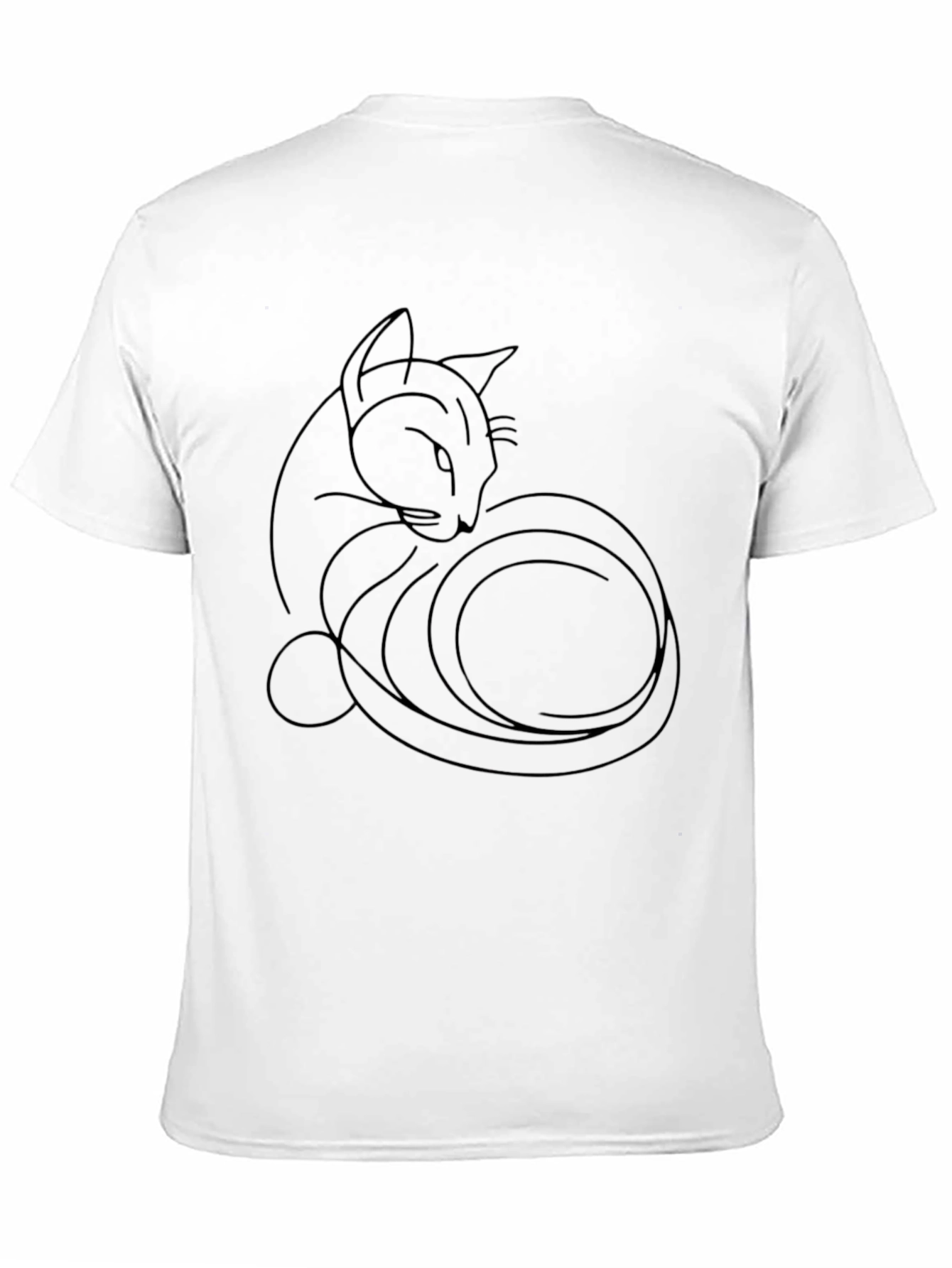 Black Cat Line Art T-Shirt - Stylish Minimalist Design - 11