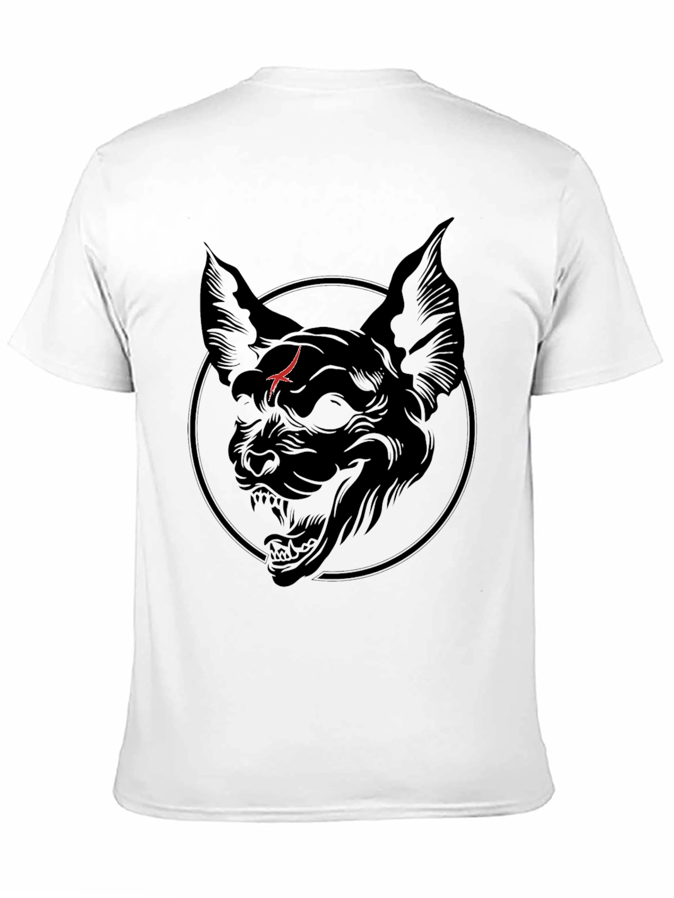 Black Men's Black T-Shirt with Cat Graphic view 11
