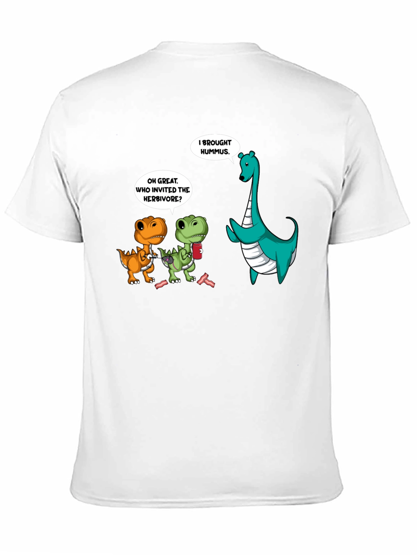 Black Dinosaur Hummus T-Shirt, Funny Graphic Tee view 11