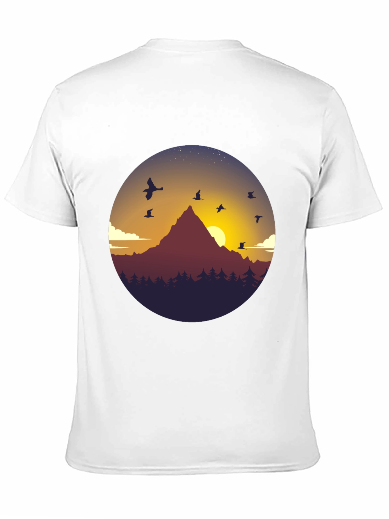 Black Mountain Sunset Graphic Tee - Black Cotton Blend T-Shirt view 11
