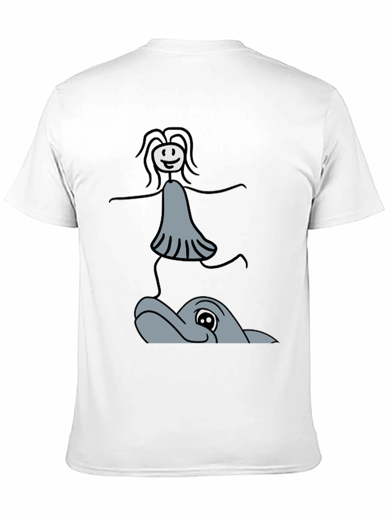 Black Whimsical Dolphin Ride T-Shirt - Unique Graphic Tee view 11