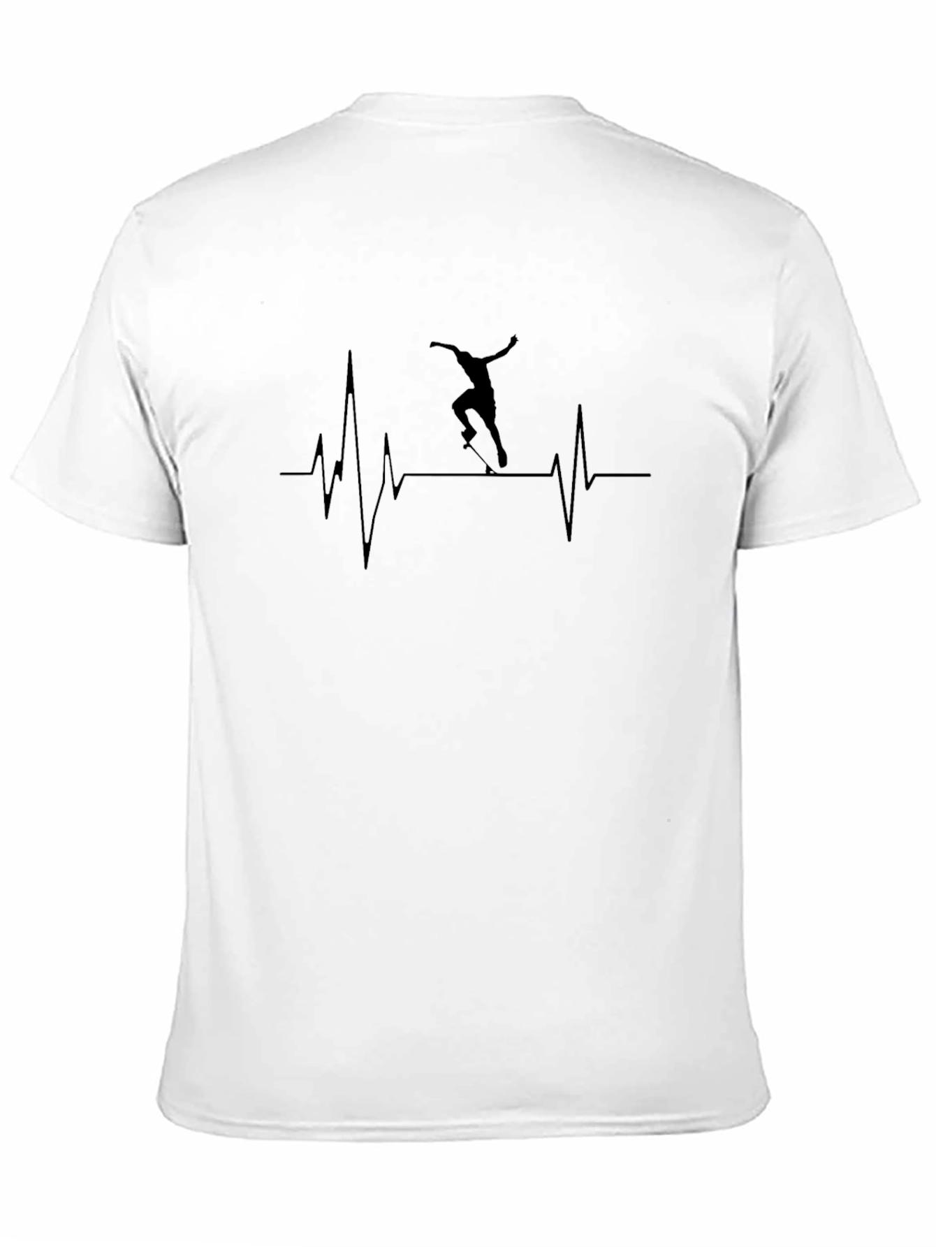 Black Skateboard Heartbeat Graphic Tee - Black Cotton T-Shirt view 11