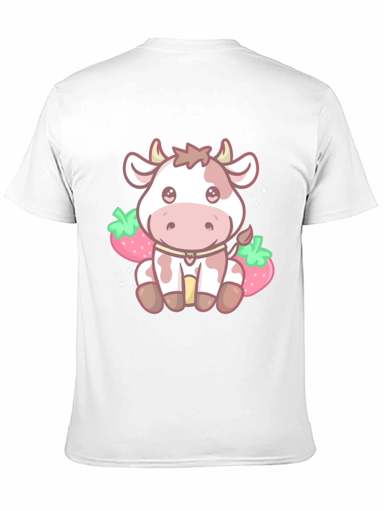 Black Kawaii Cow & Strawberry Graphic Tee - Black view 11