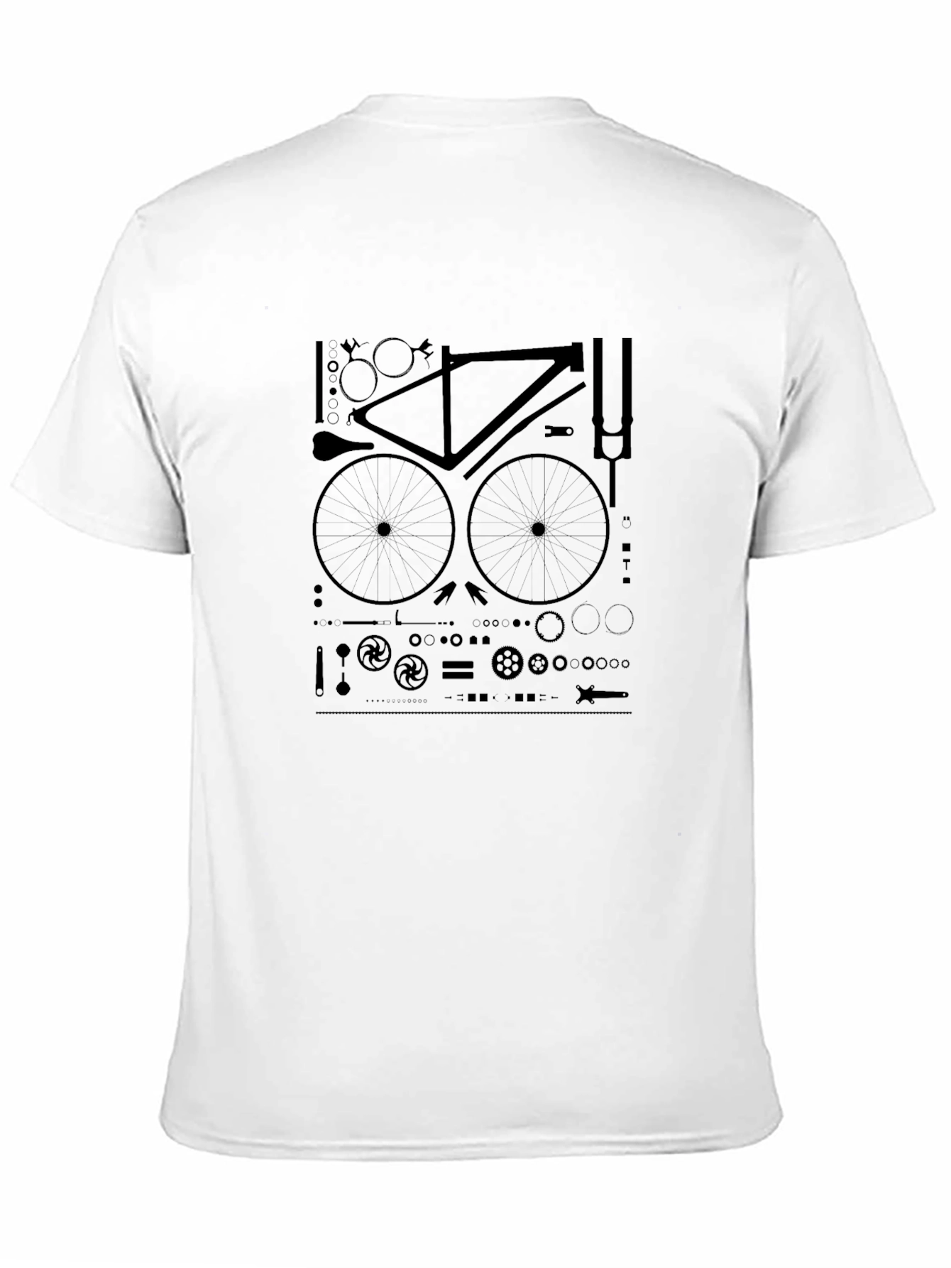Black Bike Parts T-Shirt - Black Cotton Graphic Tee view 11
