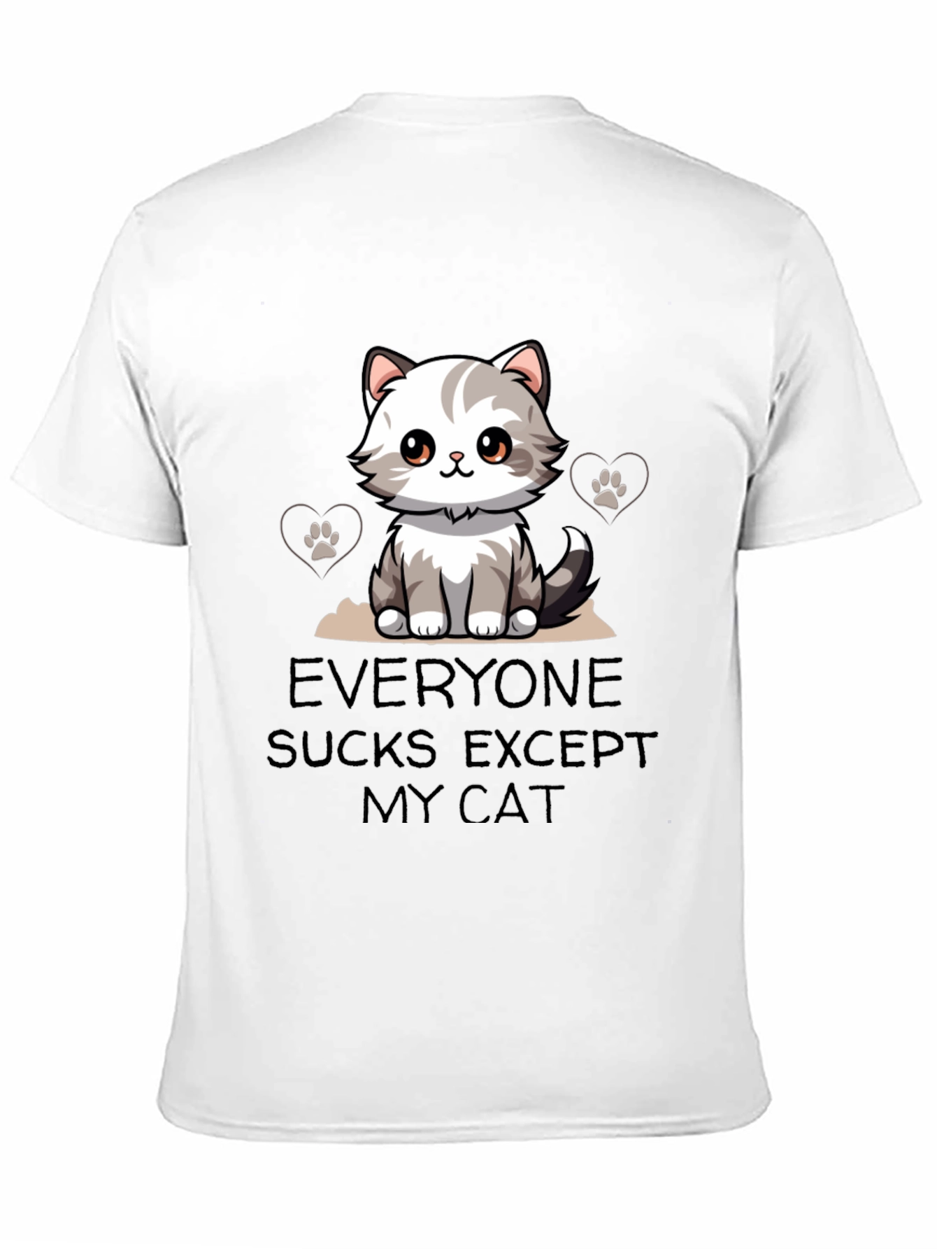 Black Everyone Sucks Except My Cat T-Shirt view 11