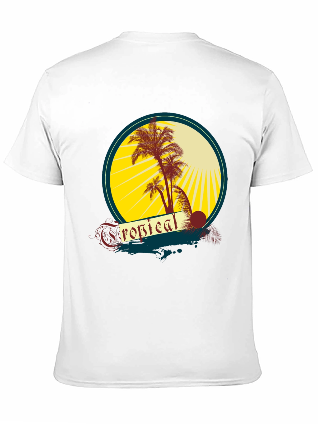 Black Tropical Palms Graphic Tee - Black Cotton T-Shirt view 11