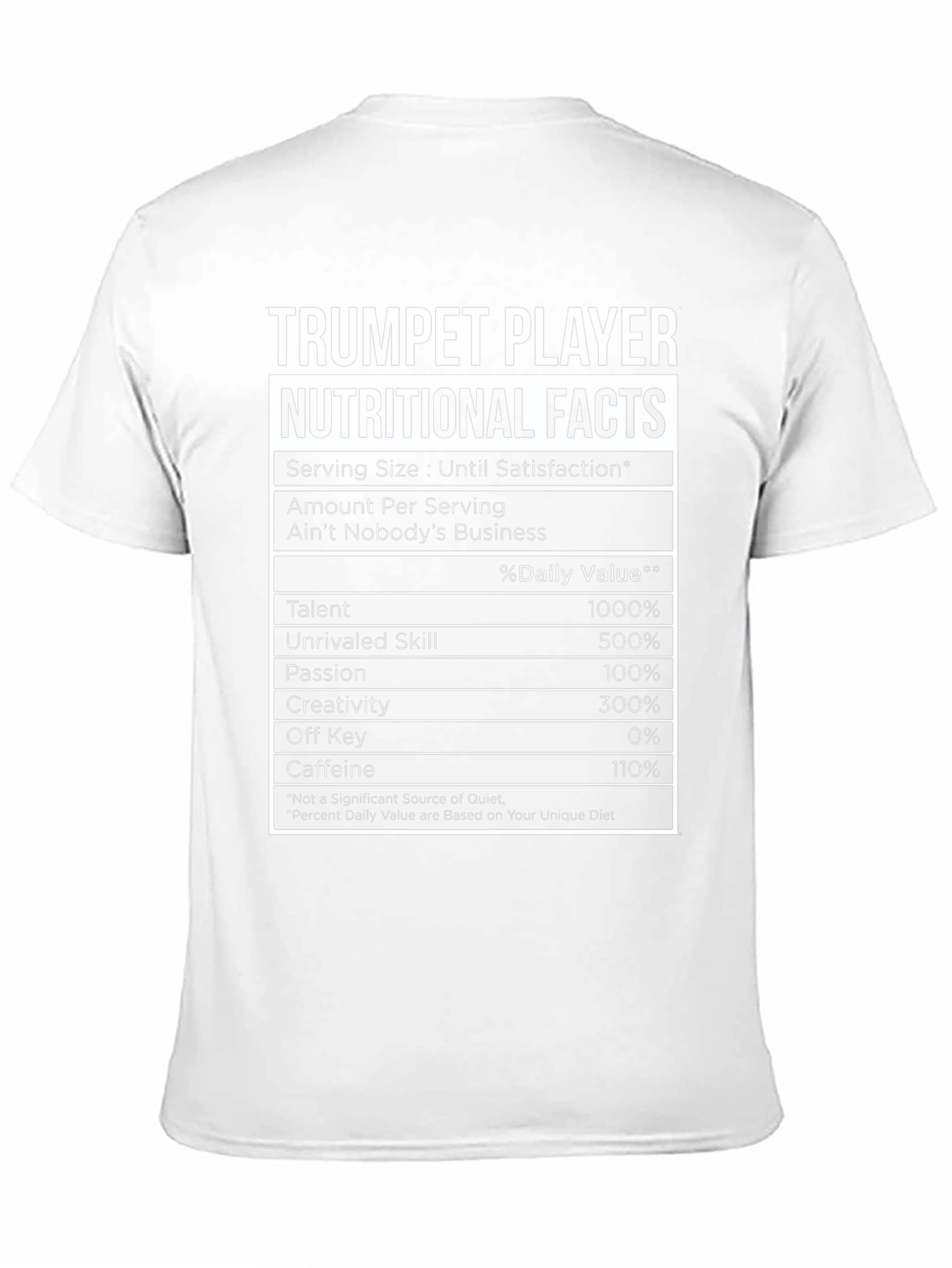 Black Trumpet Player Nutritional Facts T-Shirt view 11
