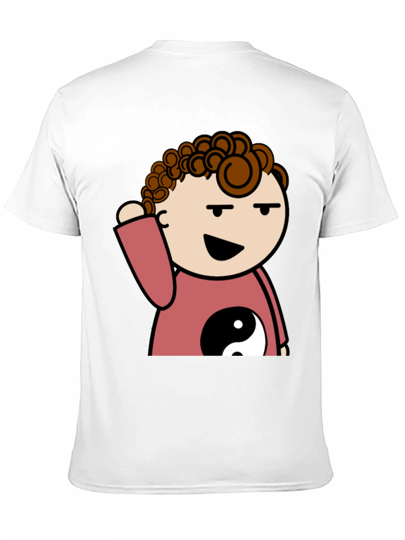 Black Yin Yang Cartoon Tee - Mens Black T-Shirt view 11