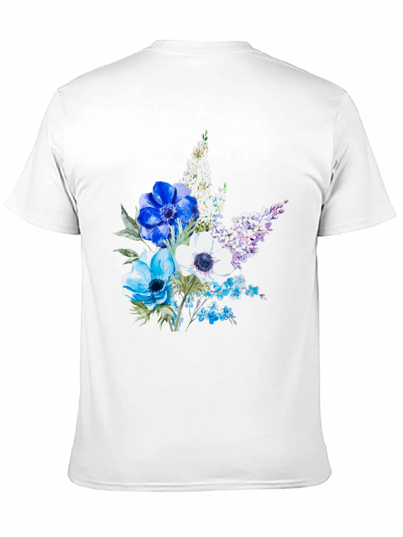 Black Floral Anemone Print Black T-Shirt view 11