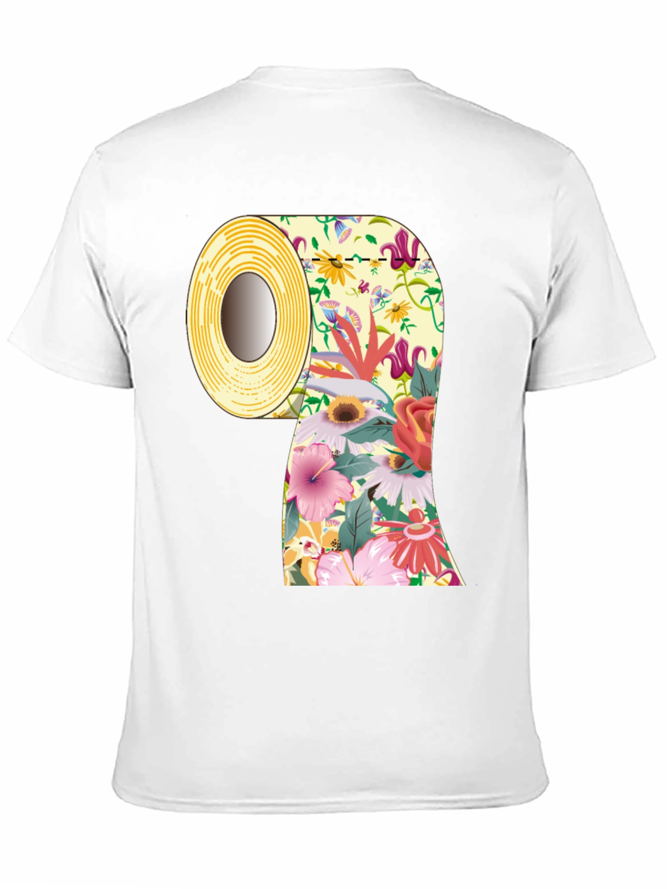 Black Floral Toilet Paper Roll Graphic T-Shirt view 11