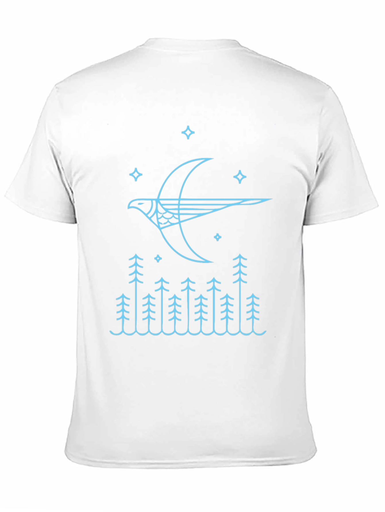 Black Stylized Bird & Forest Graphic Tee view 11
