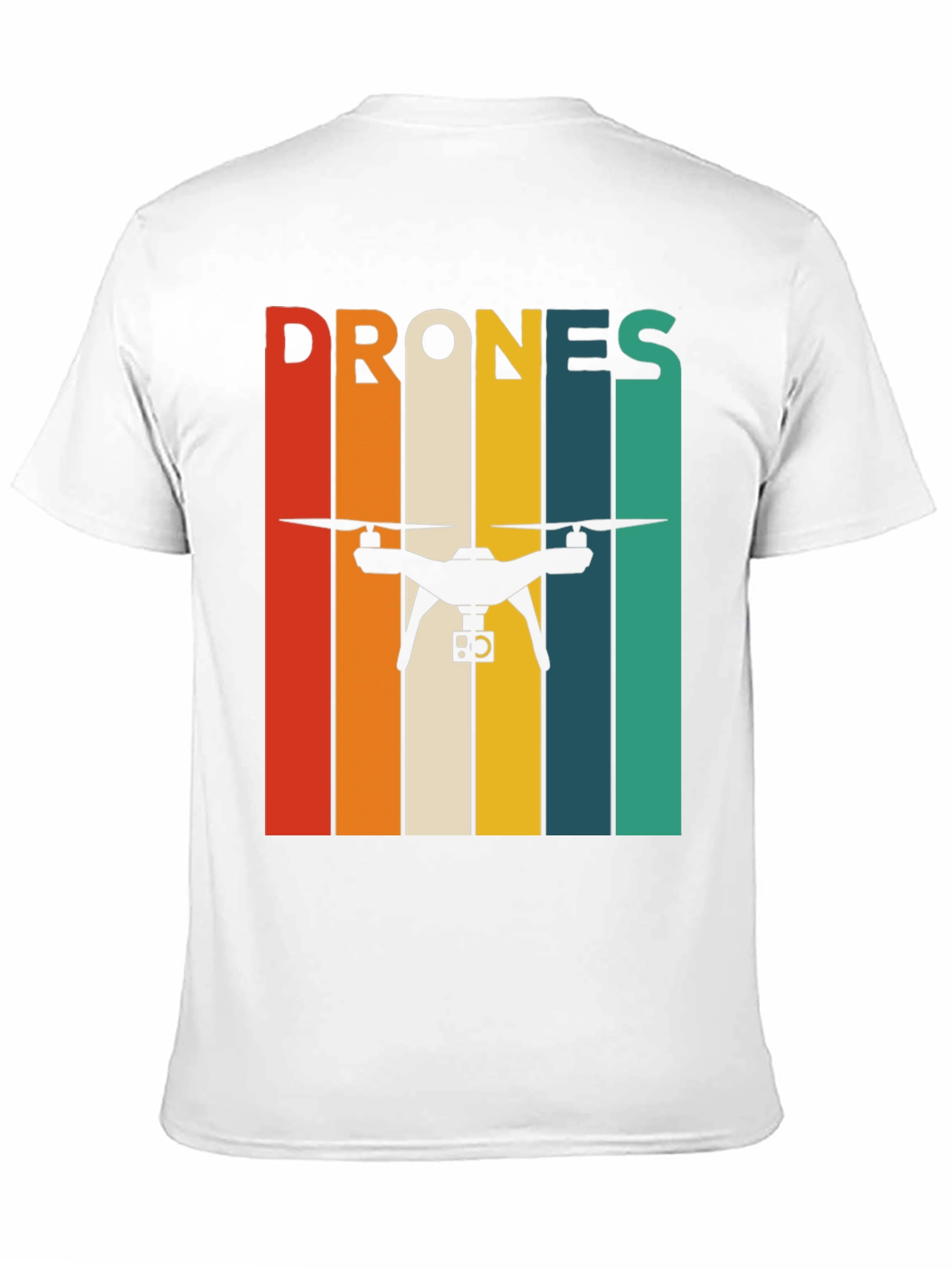 Black Retro Drone T-Shirt - Vintage Stripes Tee view 11