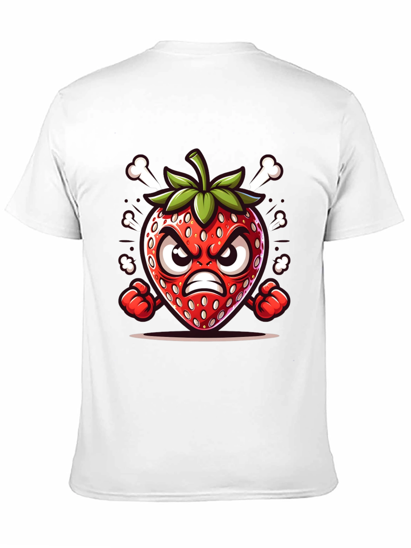 Black Angry Strawberry Cartoon Graphic Tee view 11